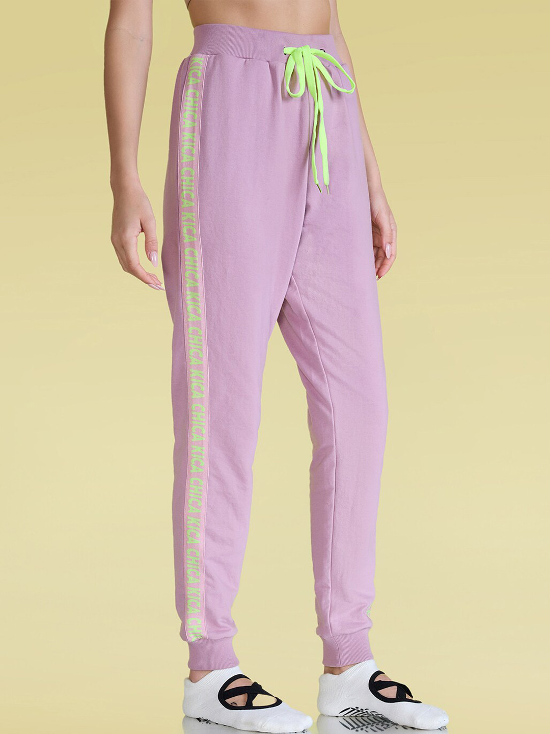 KICA Women High Waisted Typograph Printed Relaxed-fit Joggers