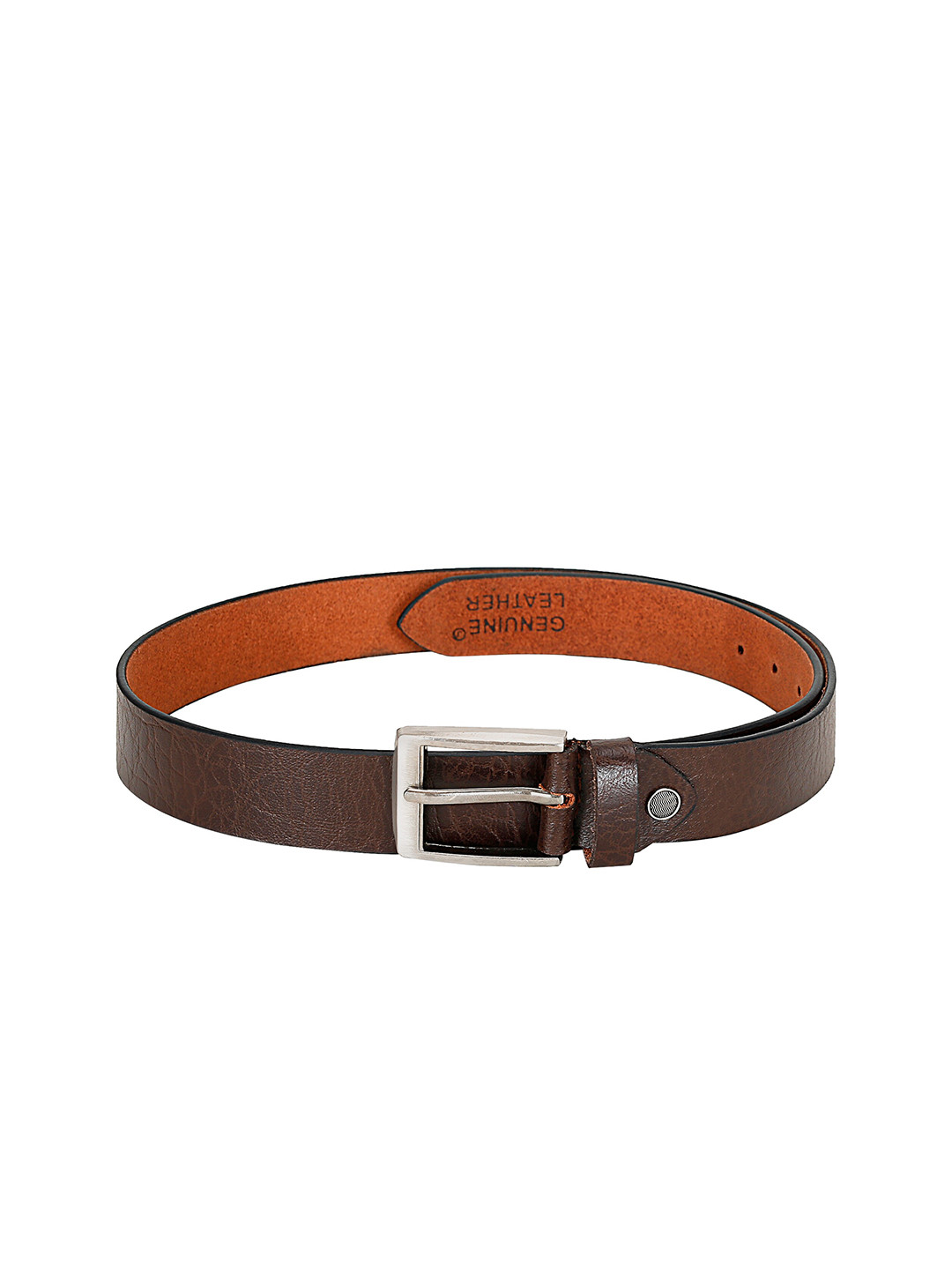amicraft Men Textured Leather Tang Slim Formal Belt