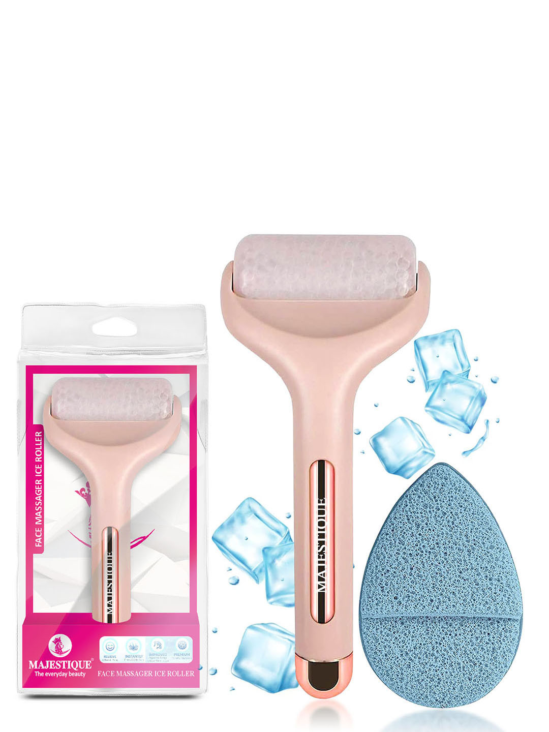 MAJESTIQUE Facial Cleaning Sponge with Ice Roller Massager