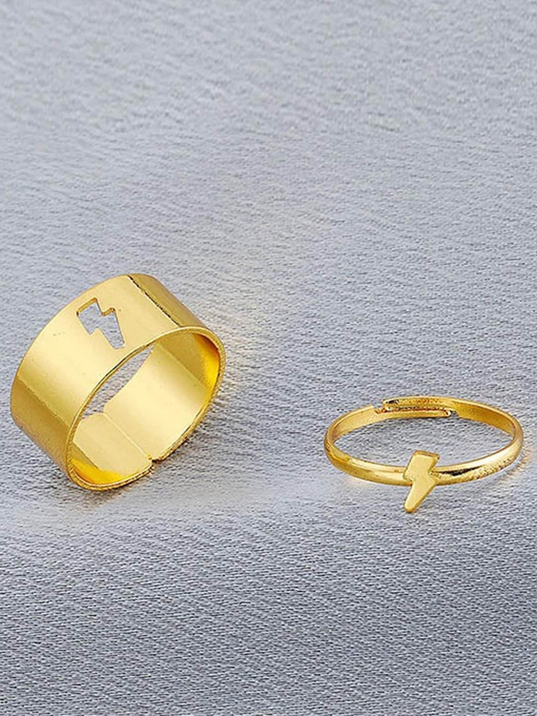 Pinapes Set of 4 Gold-Plated And Silver-Plated Adjustable Finger Rings