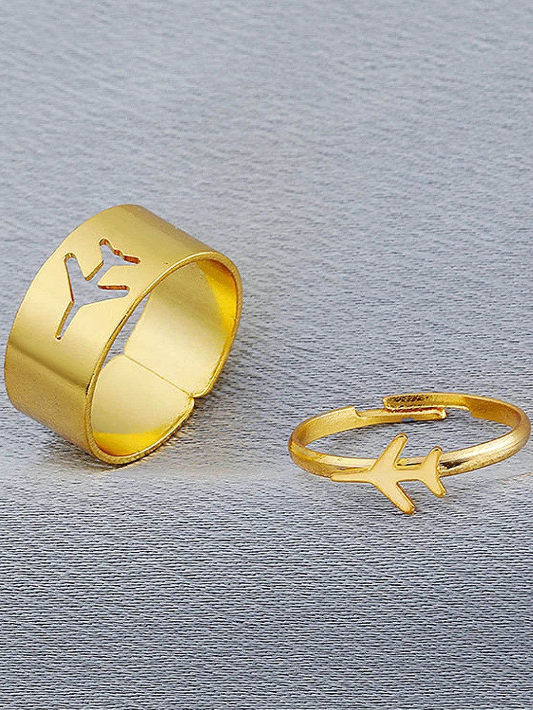 Pinapes Set Of 4 Gold-Plated And Silver-Plated Adjustable Finger Rings