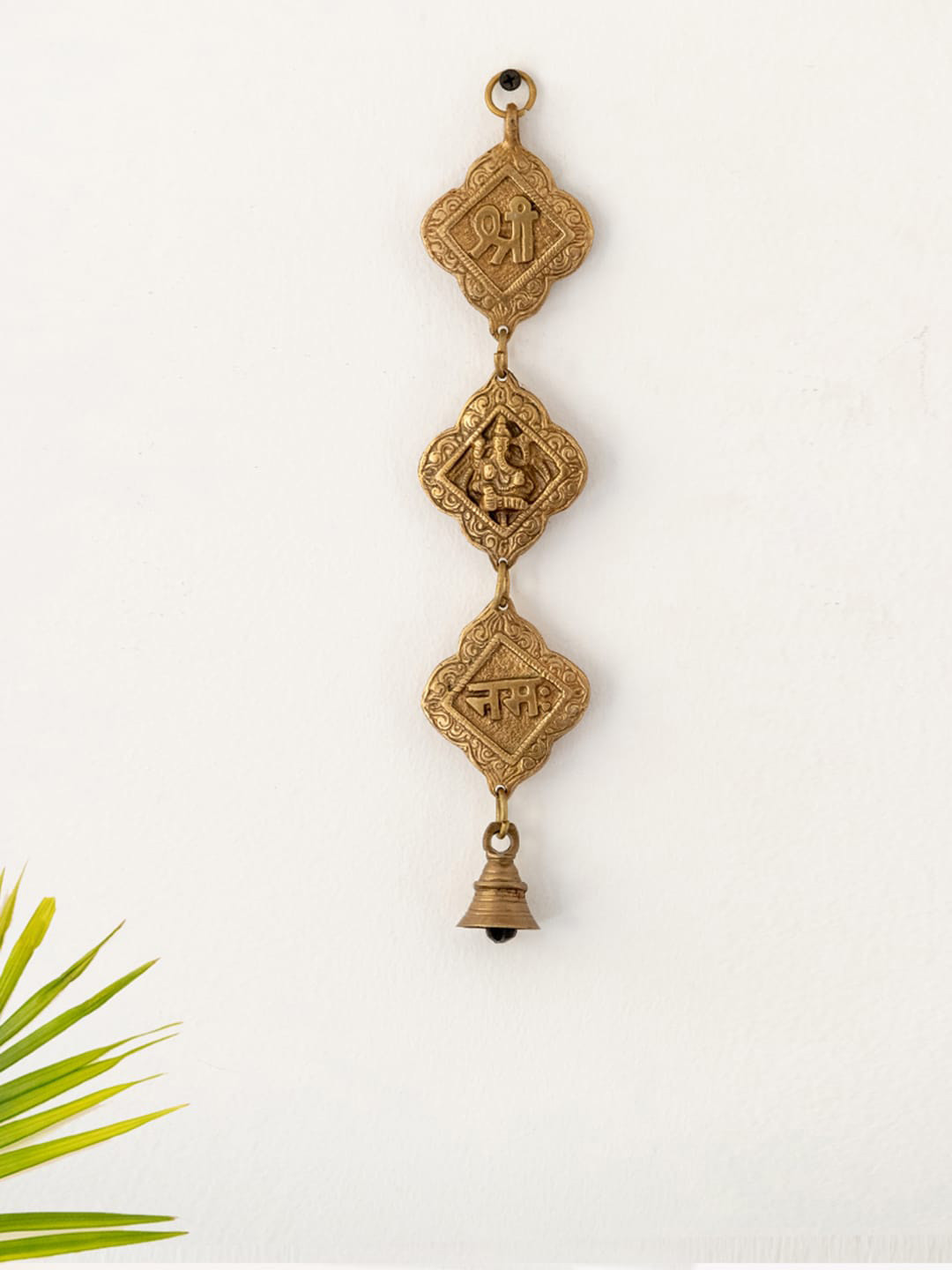 ExclusiveLane Shree Ganeshaye Namah Brass Ethnic Motifs Glossy Spiritual Wall Decor-11.7In