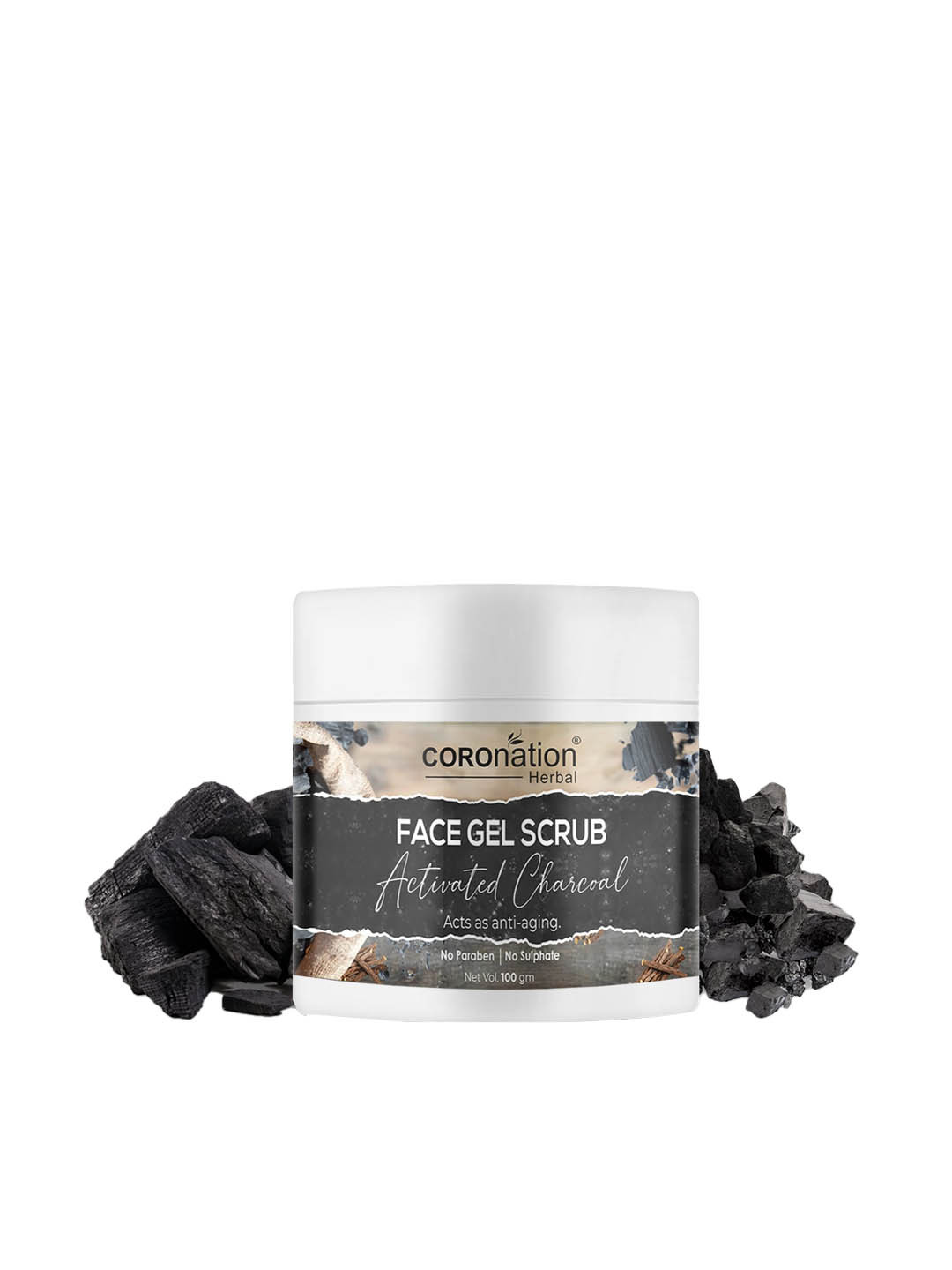 COROnation Herbal Activated Charcoal Face Gel Scrub - 100gm