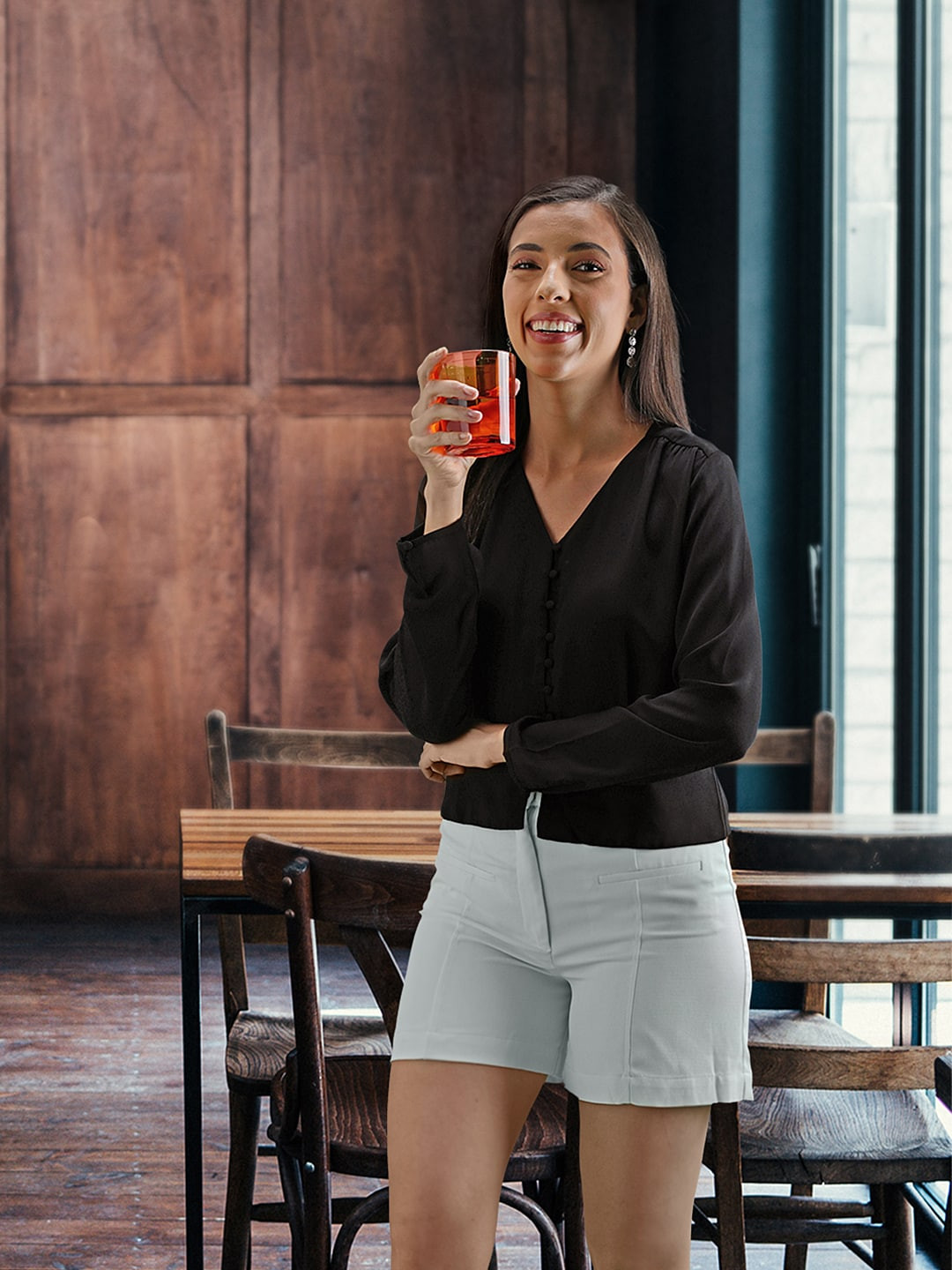 Madame V-Neck Shirt Style Top