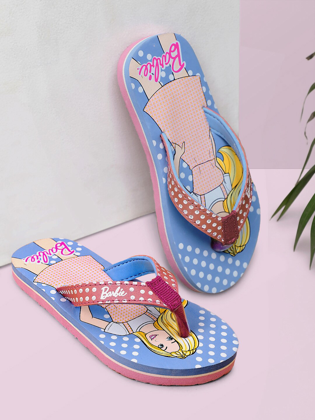 Kids Ville Girls Barbie Printed Soft Cushion Thongs Flip Flops