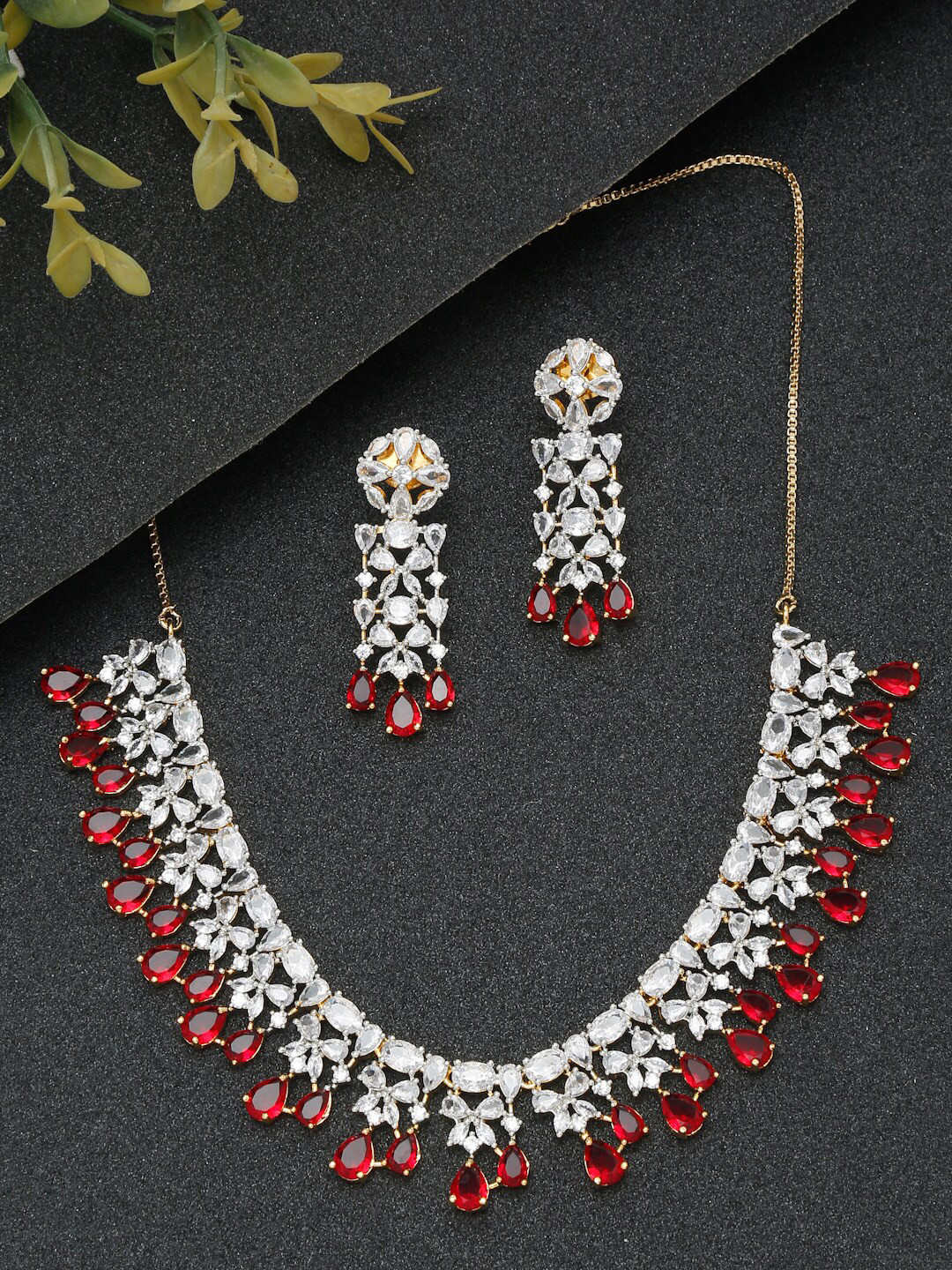 YouBella Gold-Plated AD Stone-Studded  Necklace & Earrings Set