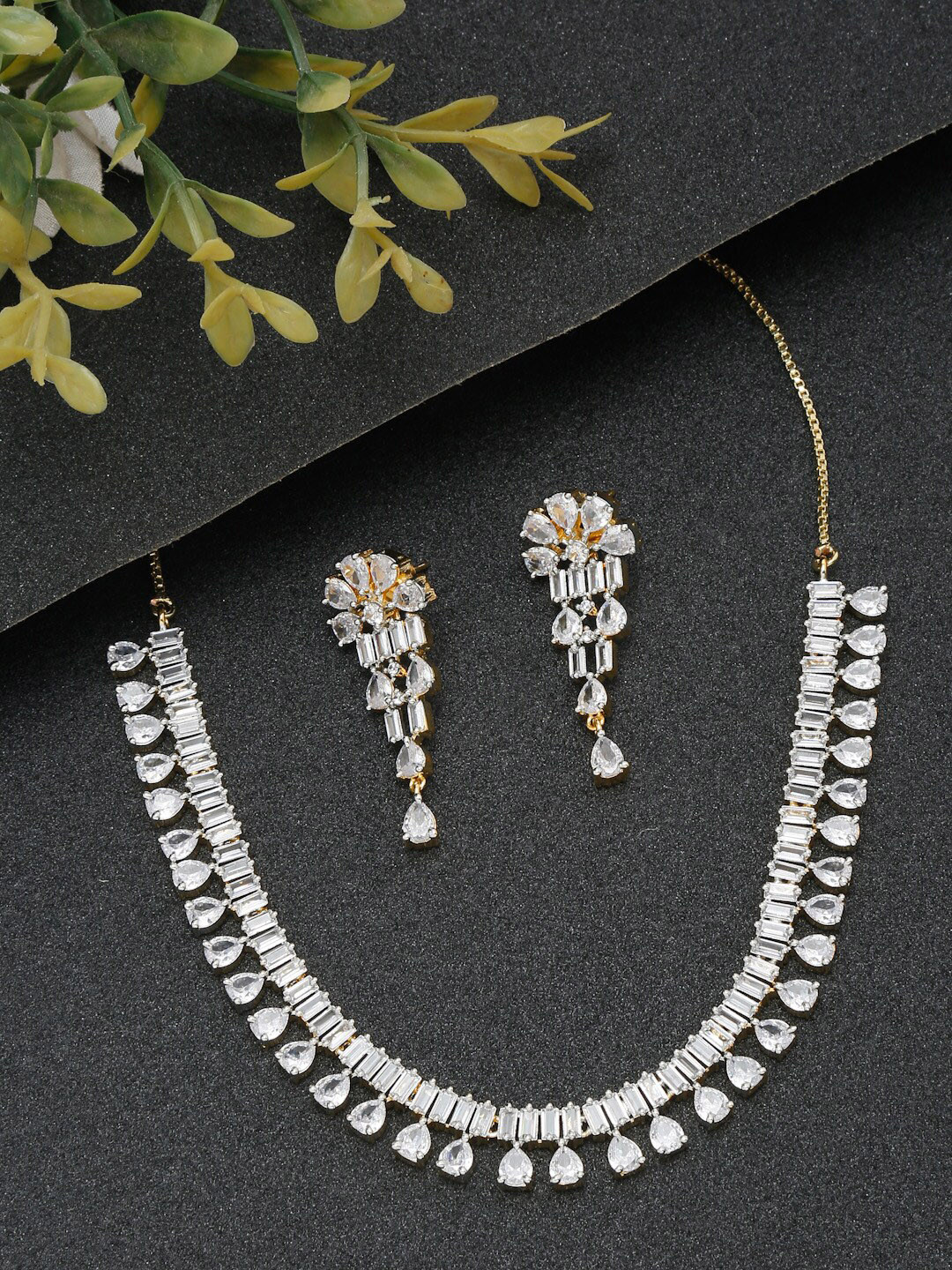 YouBella Gold-Plated AD Stone Studded Necklace & Earrings Set