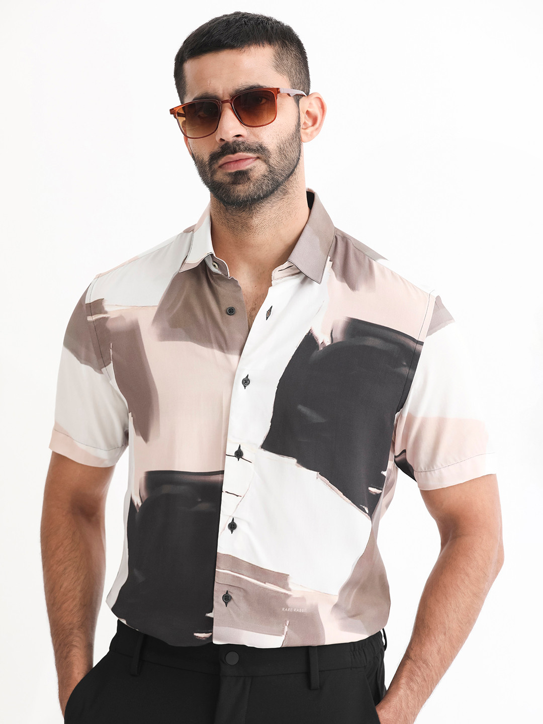 RARE RABBIT Men Canvas Slim Fit Abstract Printed Cotton Shirt