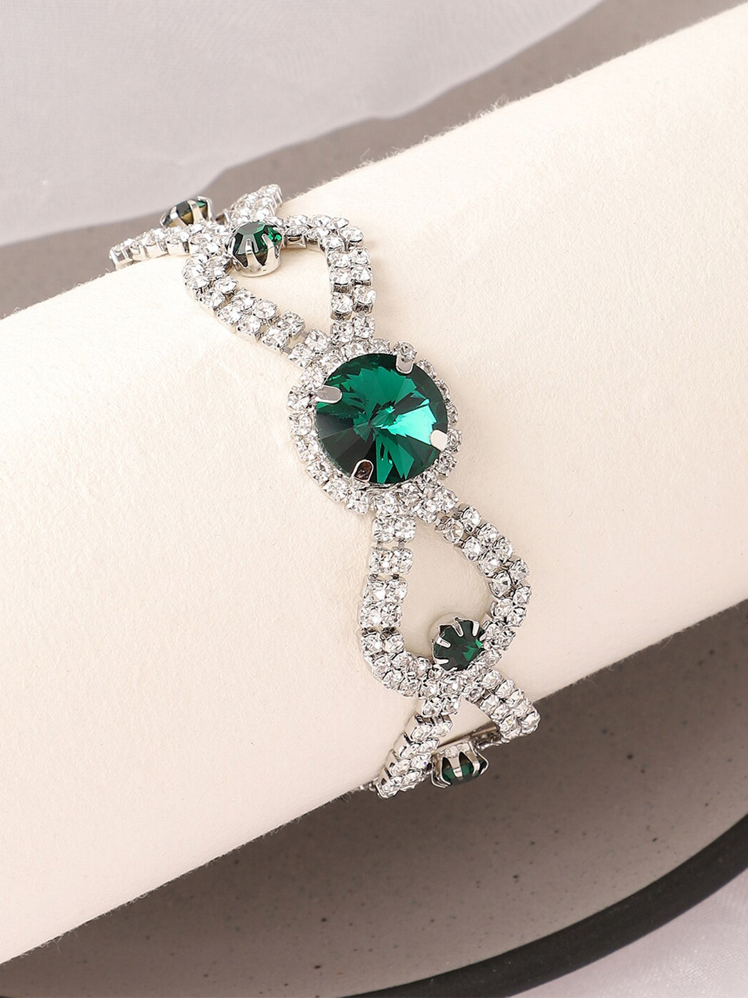 SOHI Silver-Plated Stone Wraparound Bracelet