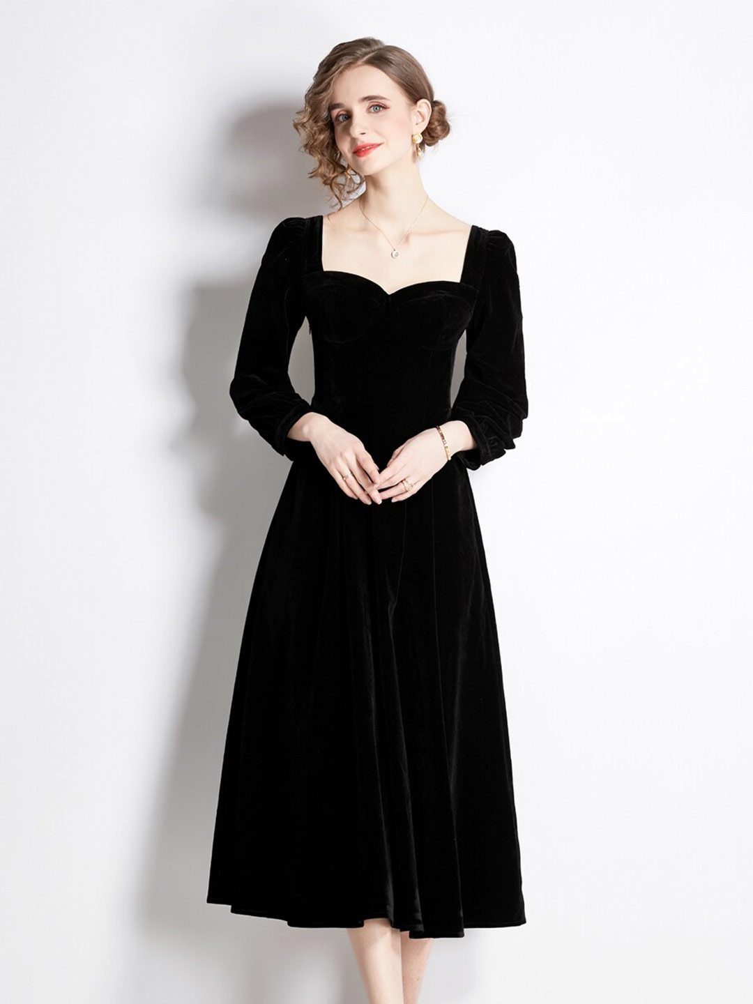 JC Collection Sweetheart Neck Midi Empire Dress