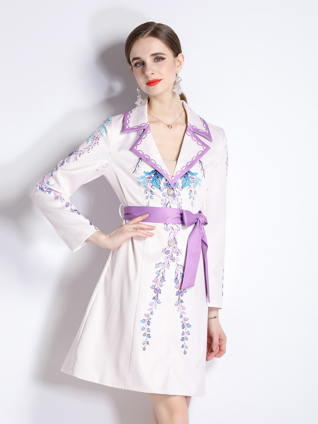 JC Collection Floral Printed Shirt Midi Dress