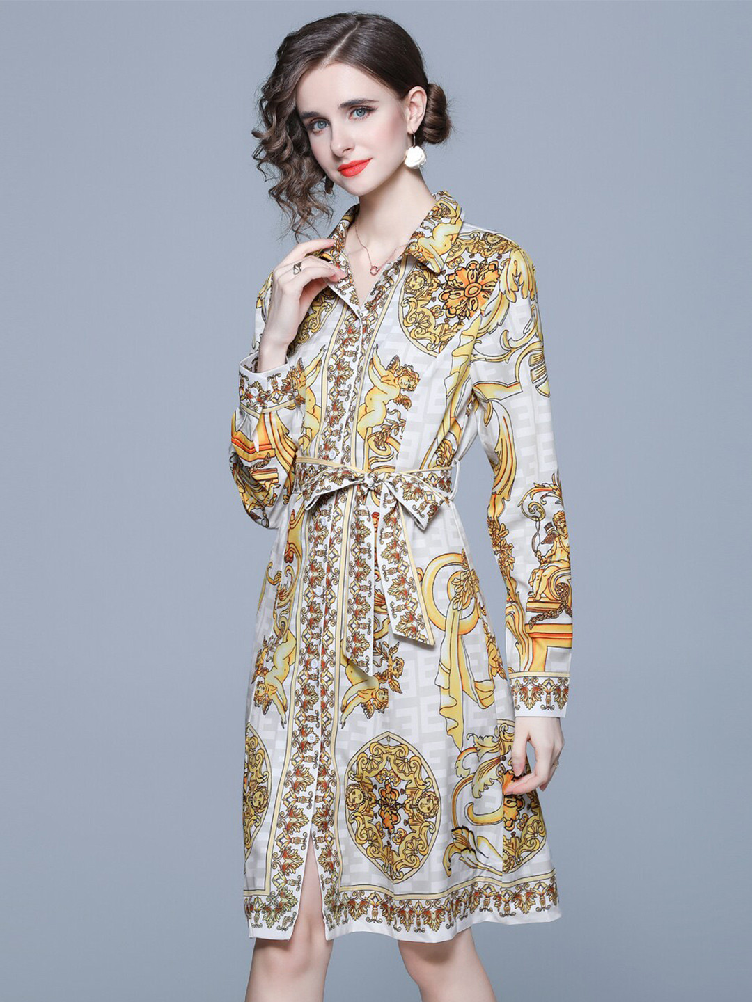 JC Collection Ethnic Motifs Printed Shirt Dress