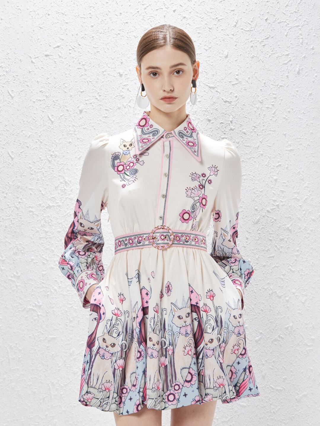 JC Collection Printed Shirt Mini Dress