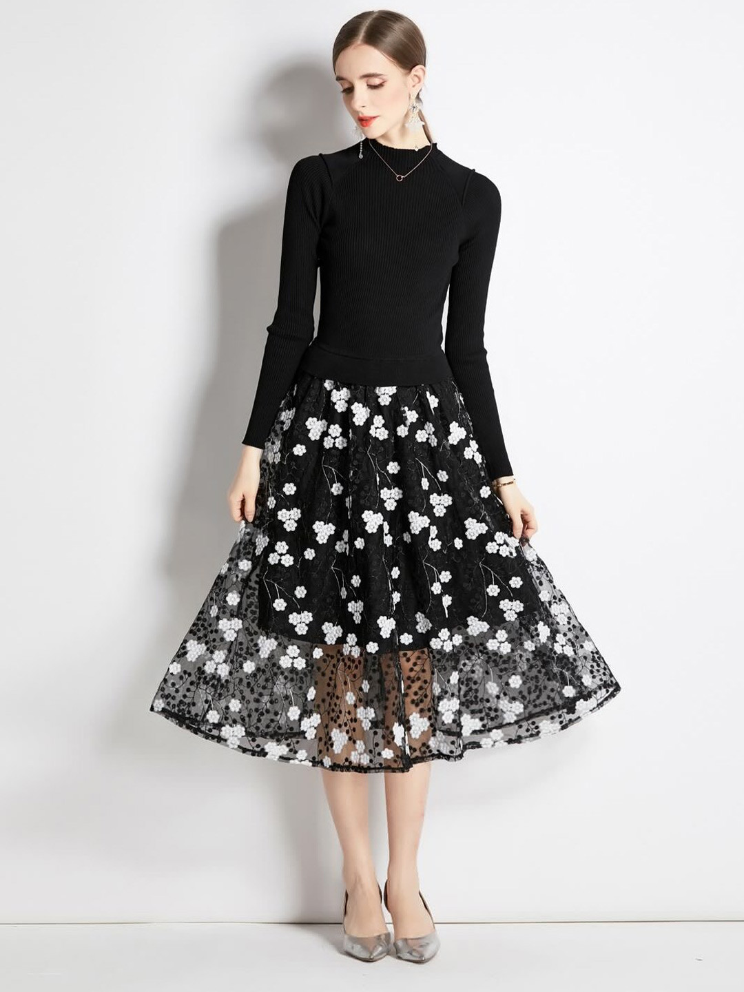 JC Collection High Neck Floral Dress