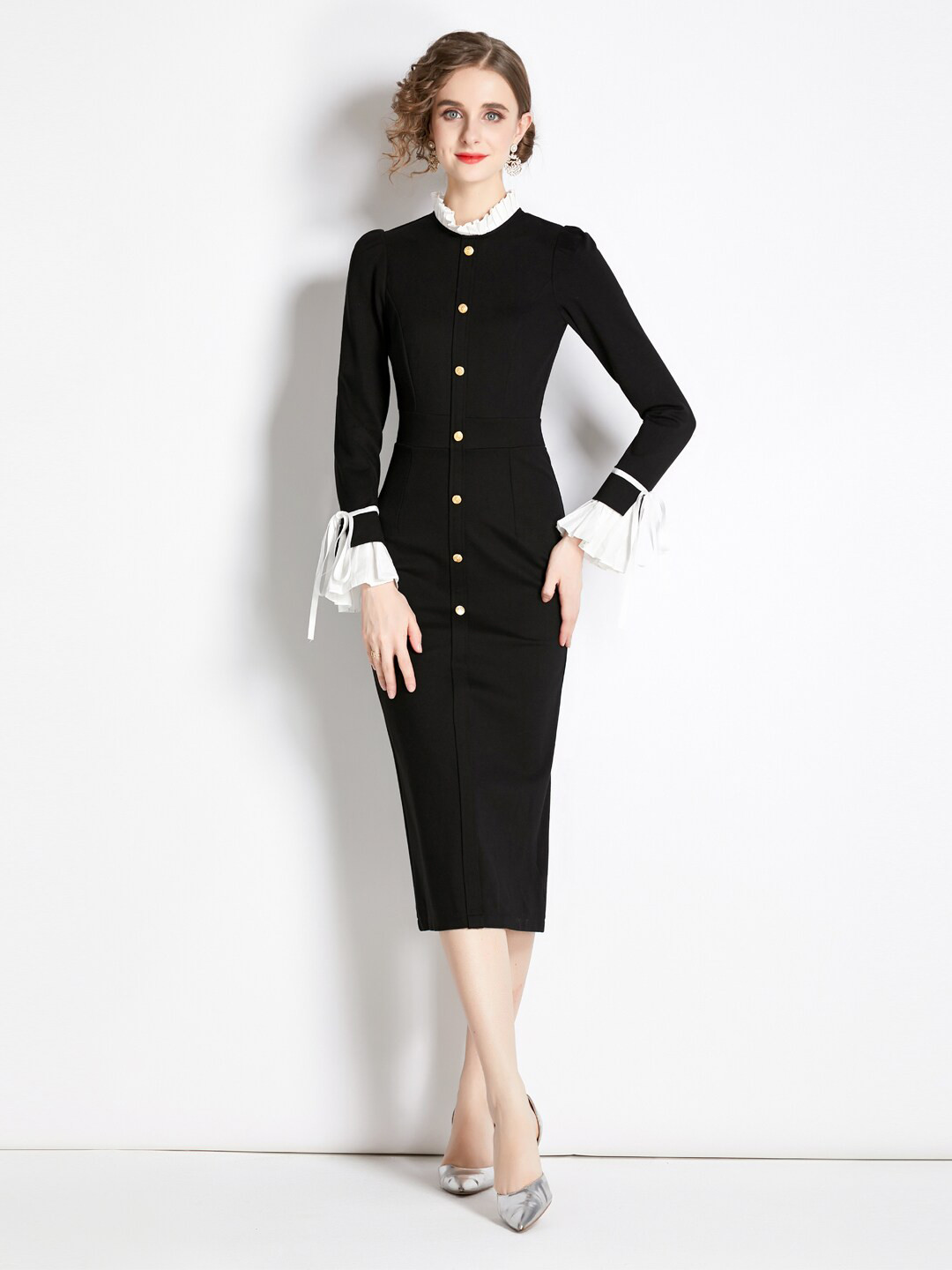 JC Collection High Neck Sheath Midi Dress