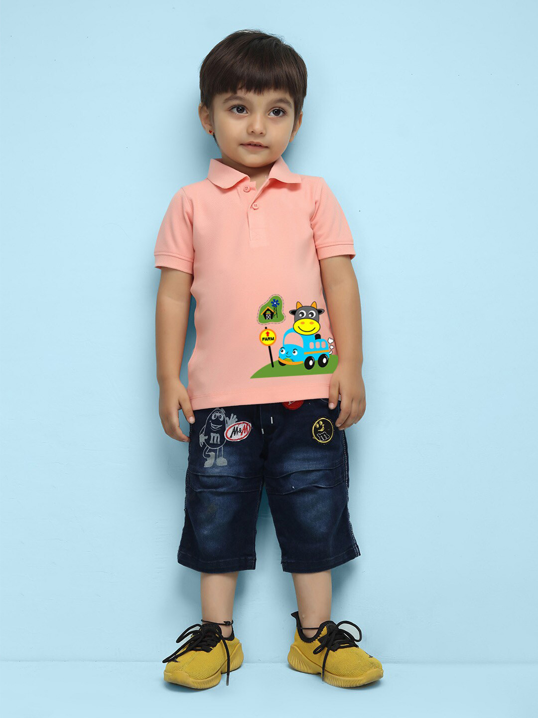 NUSYL Infants Polo Collar Graphic Printed T-shirt
