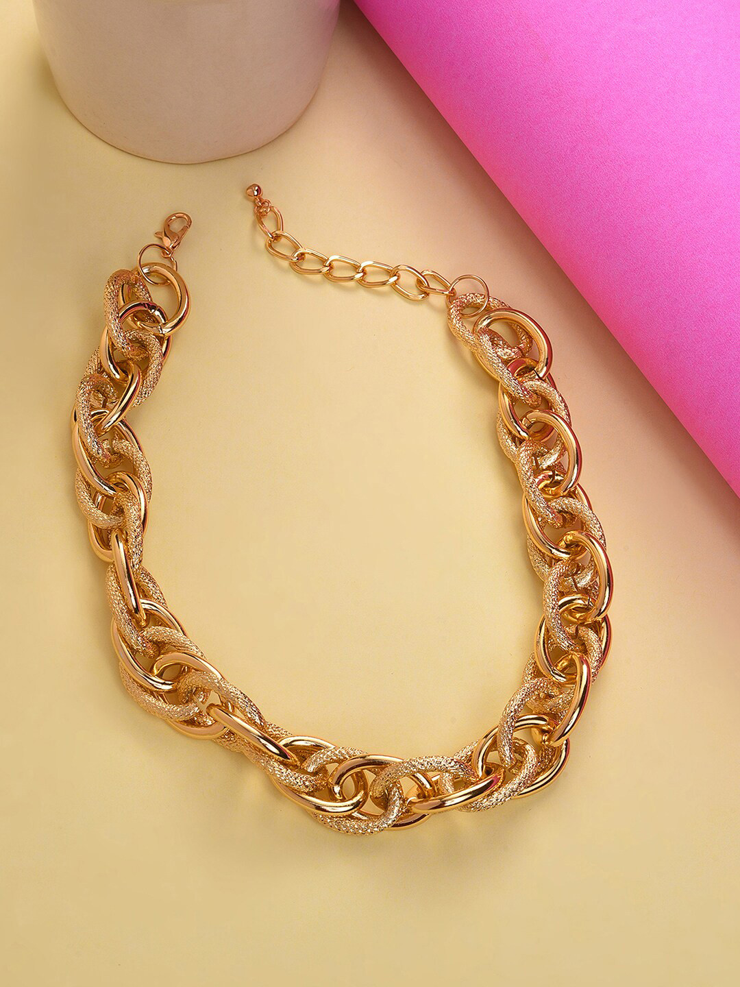 SOHI Gold Plated Minimal Alloy Chain Necklace