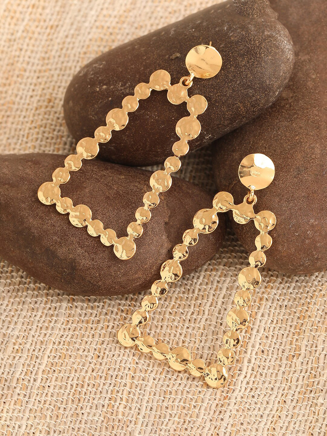 SOHI Gold-Plated Geormetric Drop Earrings