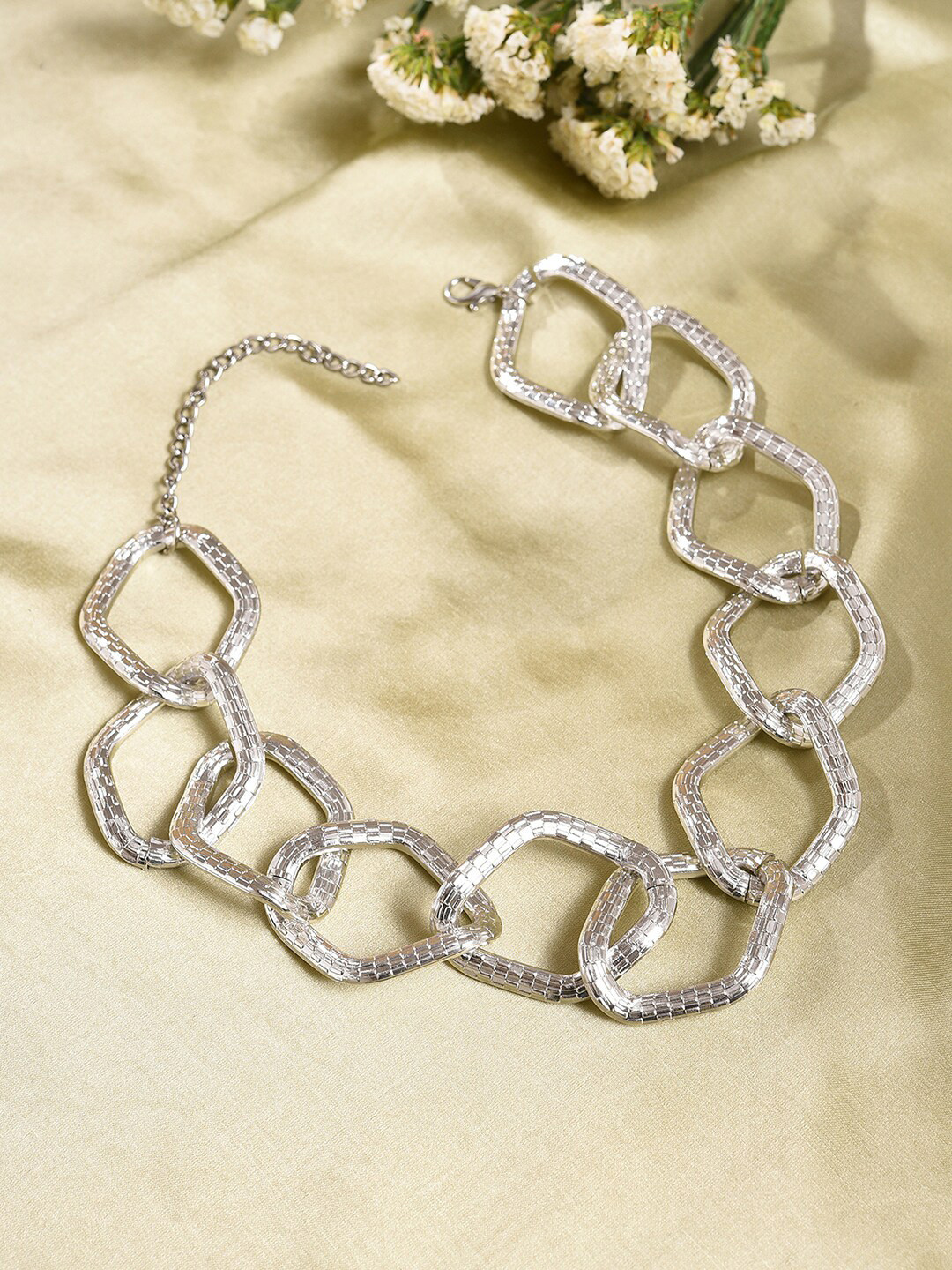 SOHI Silver Plated Designer Necklace