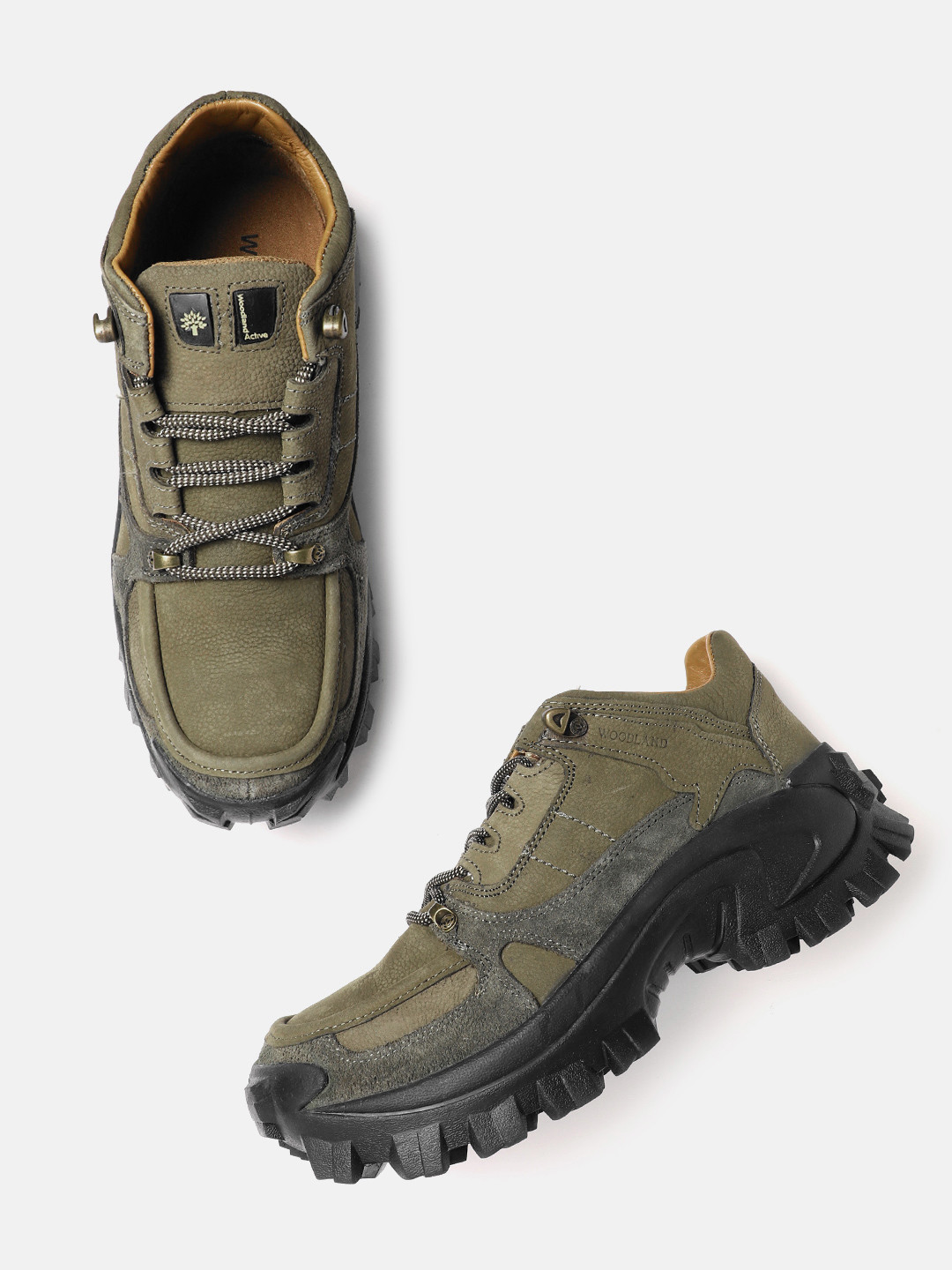 Woodland Men Leather Chunky Sneakers