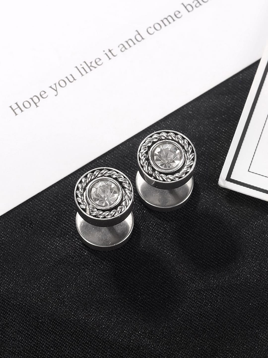 Peora Silver-Plated American Diamond Studded Studs Earrings