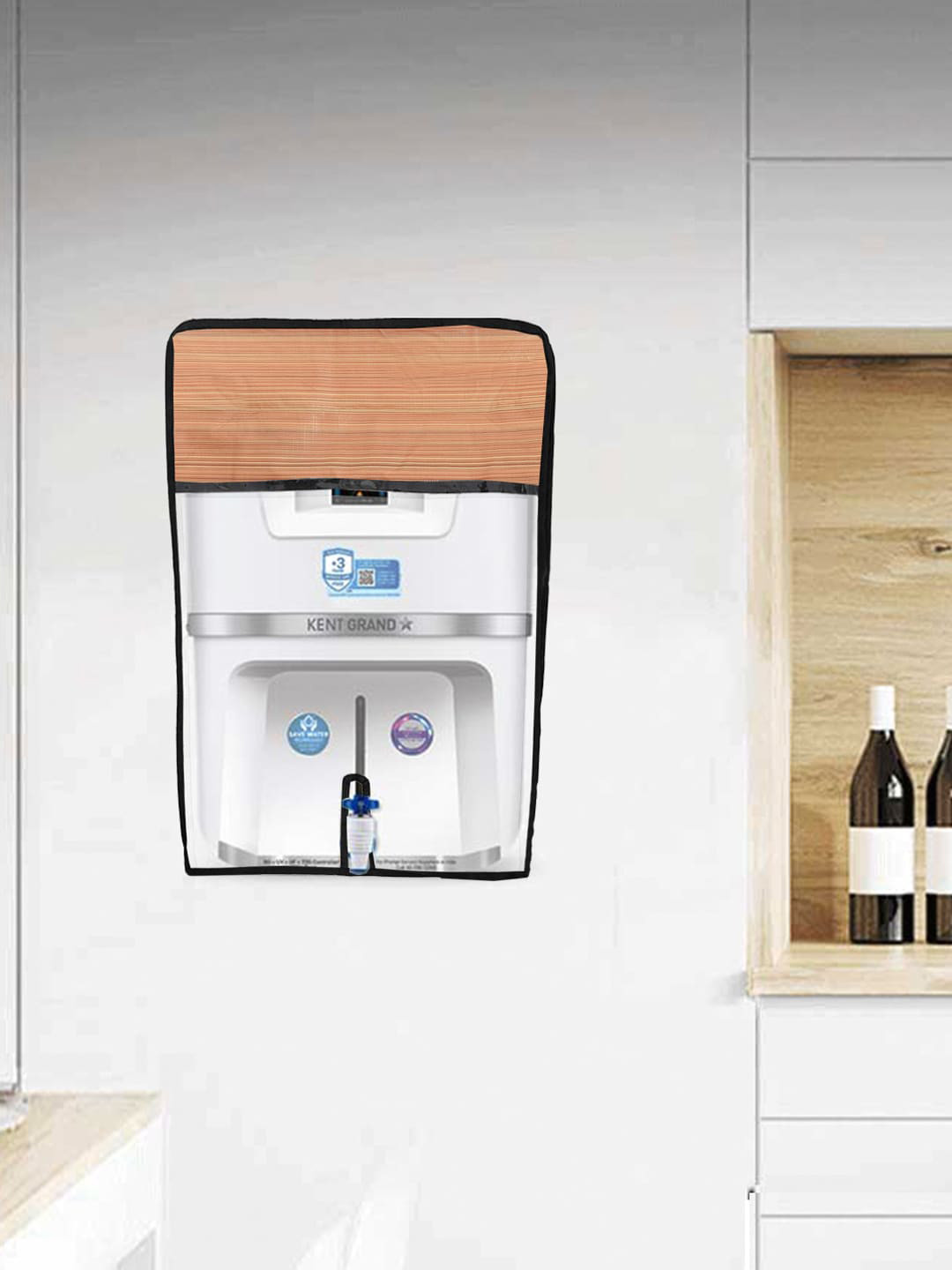 Kuber Industries Brown Wooden Printed Water Purifier RO Cover