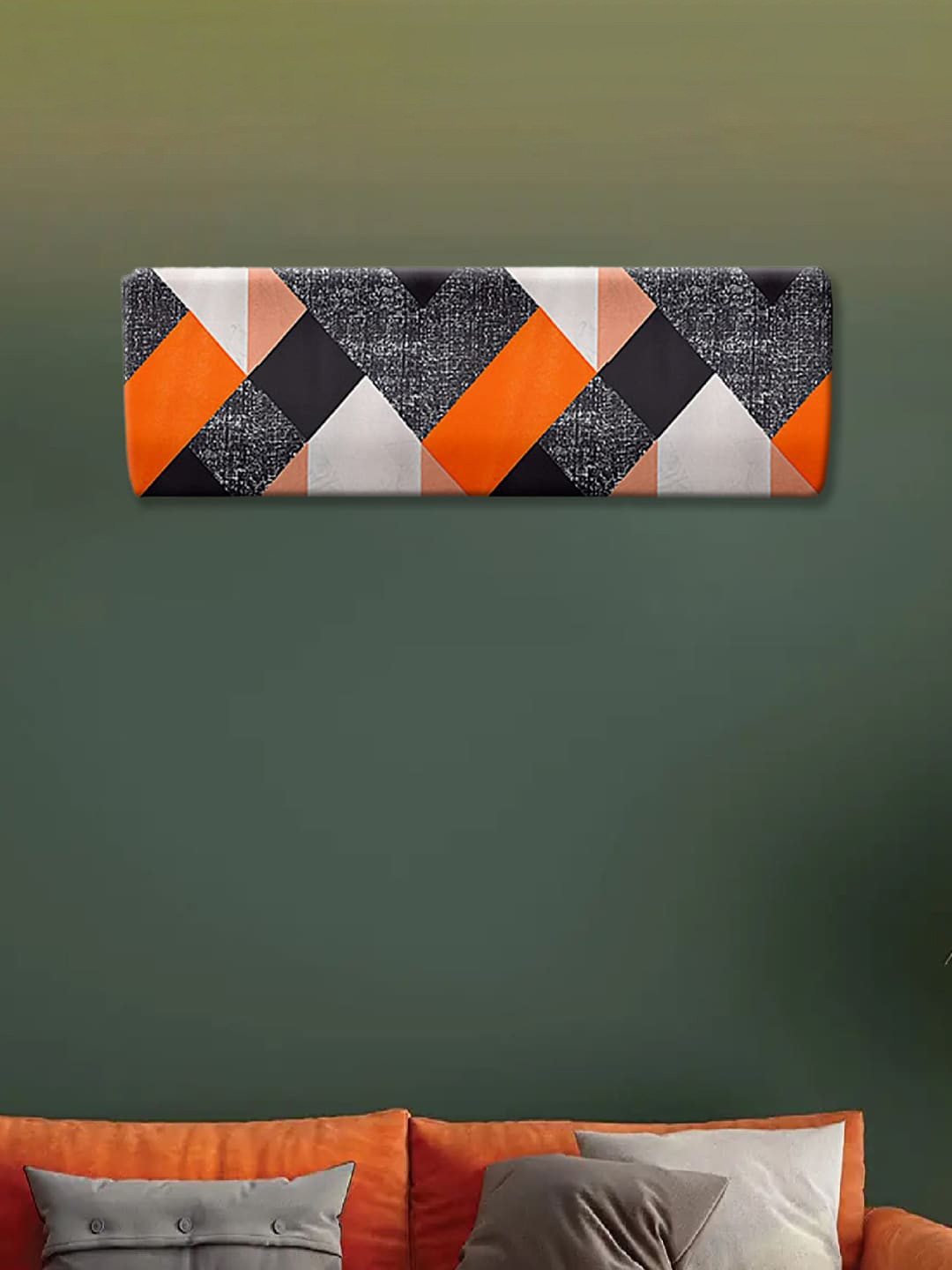 Kuber Industries Orange & Black Geometric Printed AC Cover
