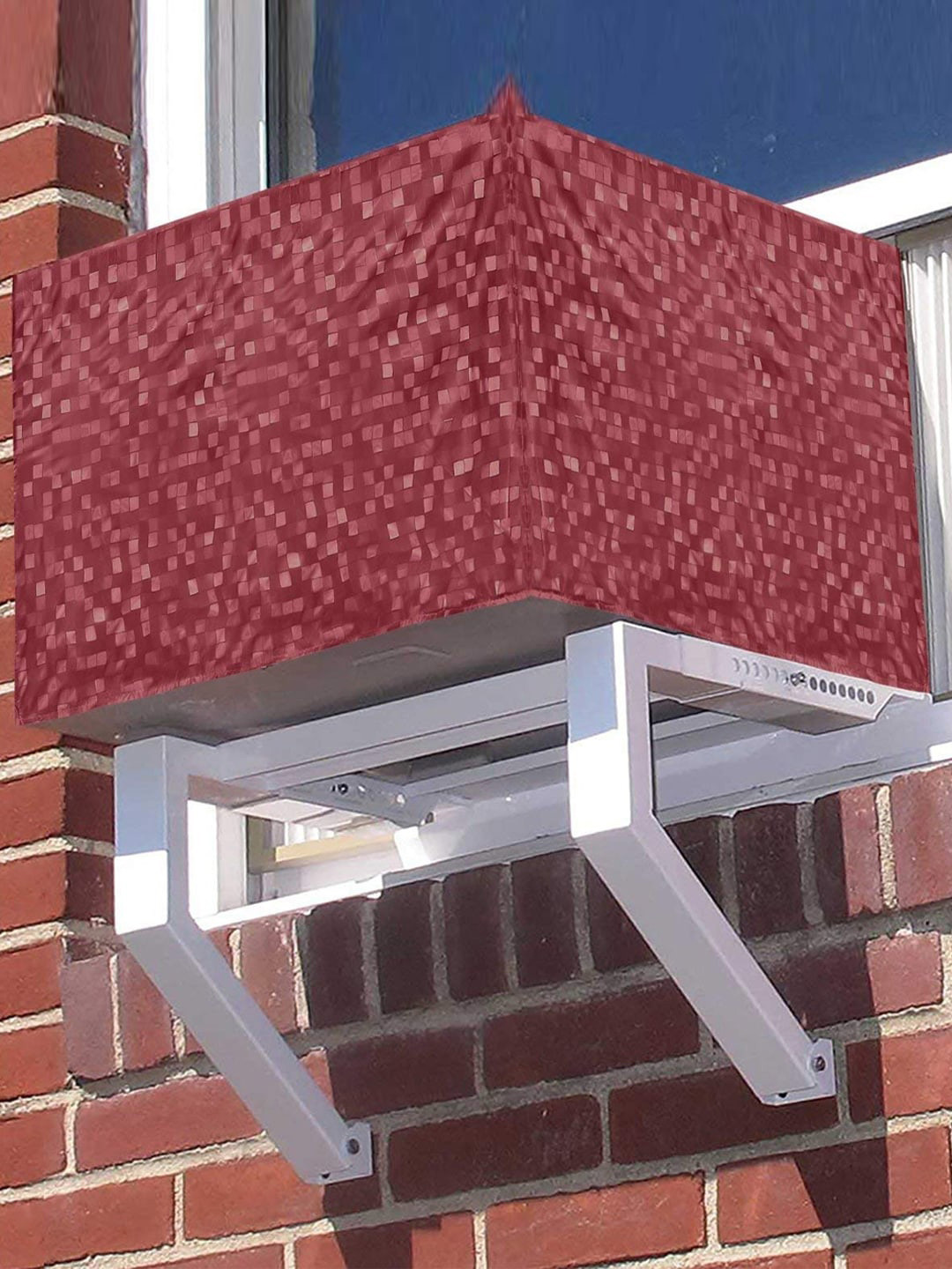 Kuber Industries Pink Check Print Dustproof AC Cover