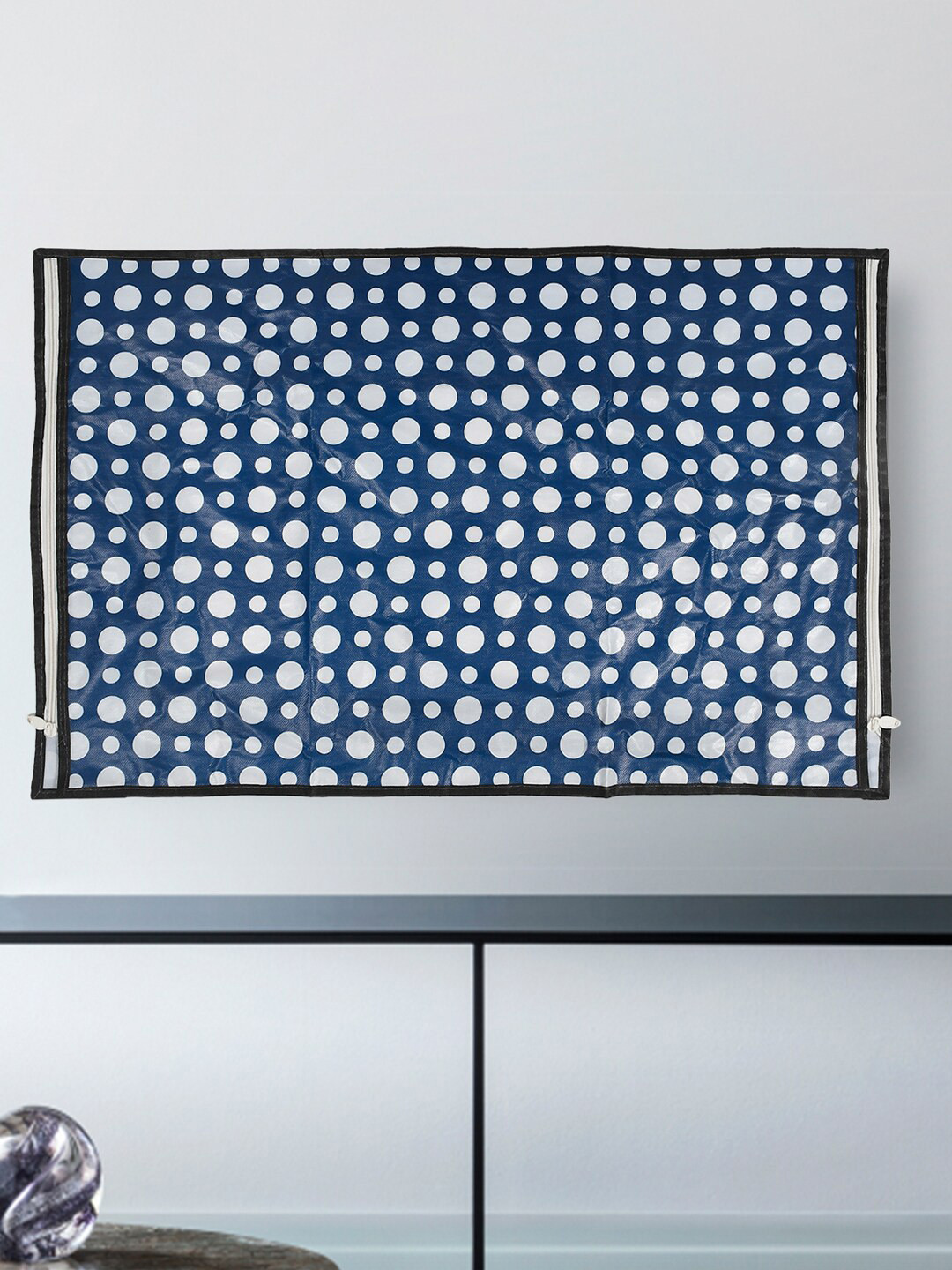 Kuber Industries Blue & White Polka Dot Print Waterproof & Dustproof TV Cover