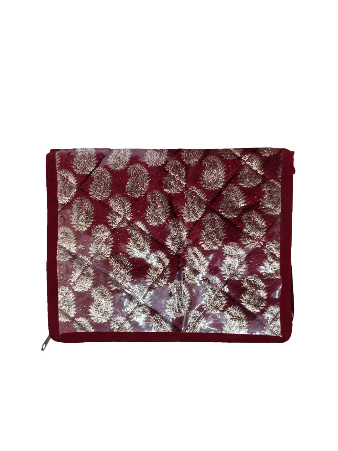 Kuber Industries Maroon Printed Laminated Portable Jewellery Organizer With 4 Pouches
