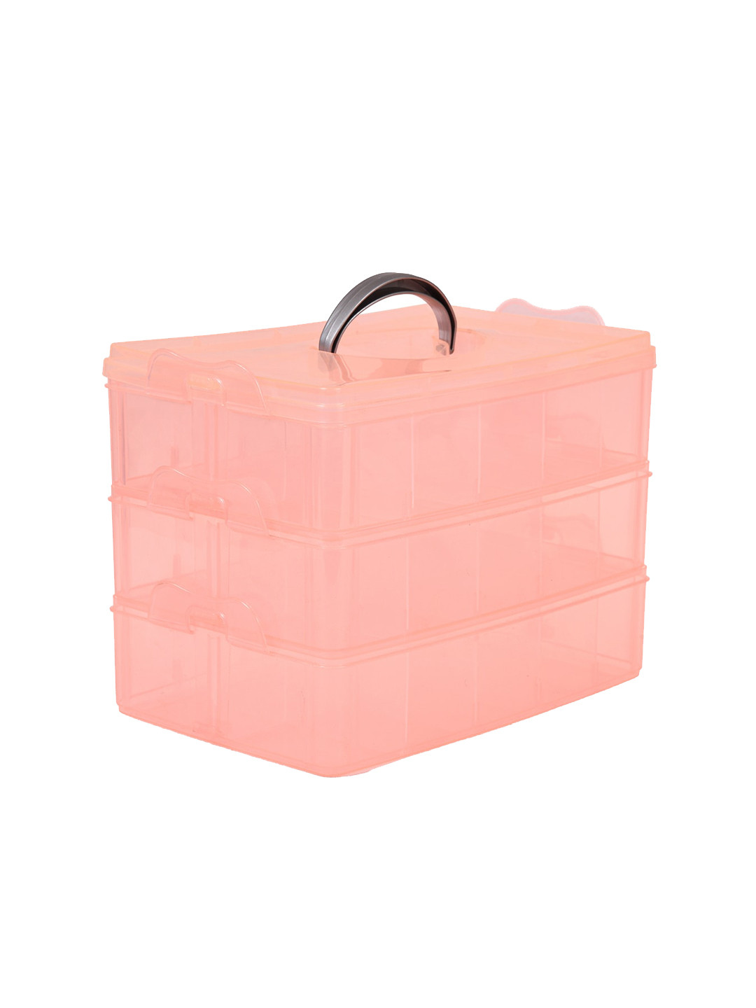 Kuber Industries Peach 3-Tier Detachable Beads Storage Box