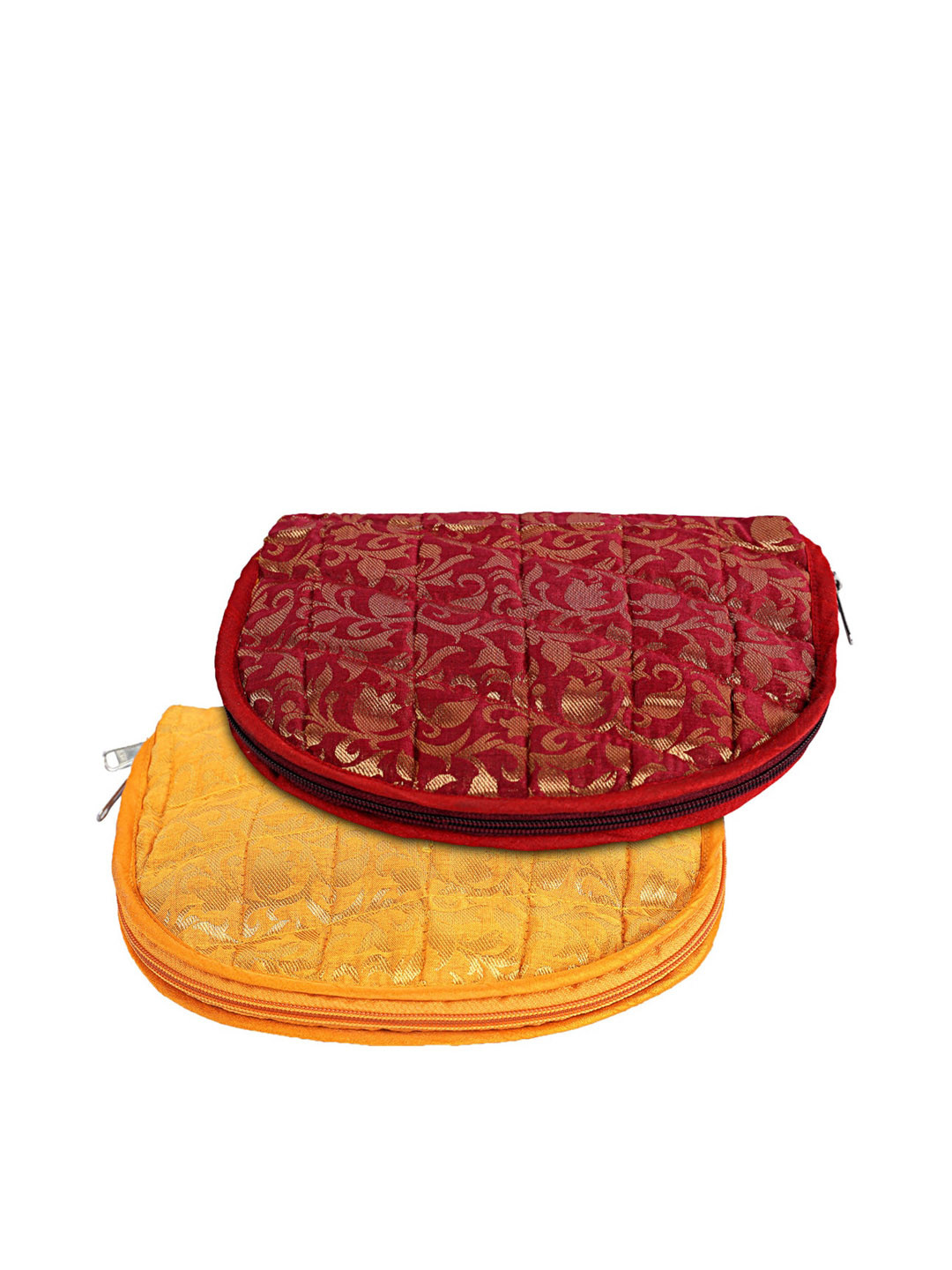 Kuber Industries 2-Pcs Red & Yellow Woven-Designed Jewellery Organisers