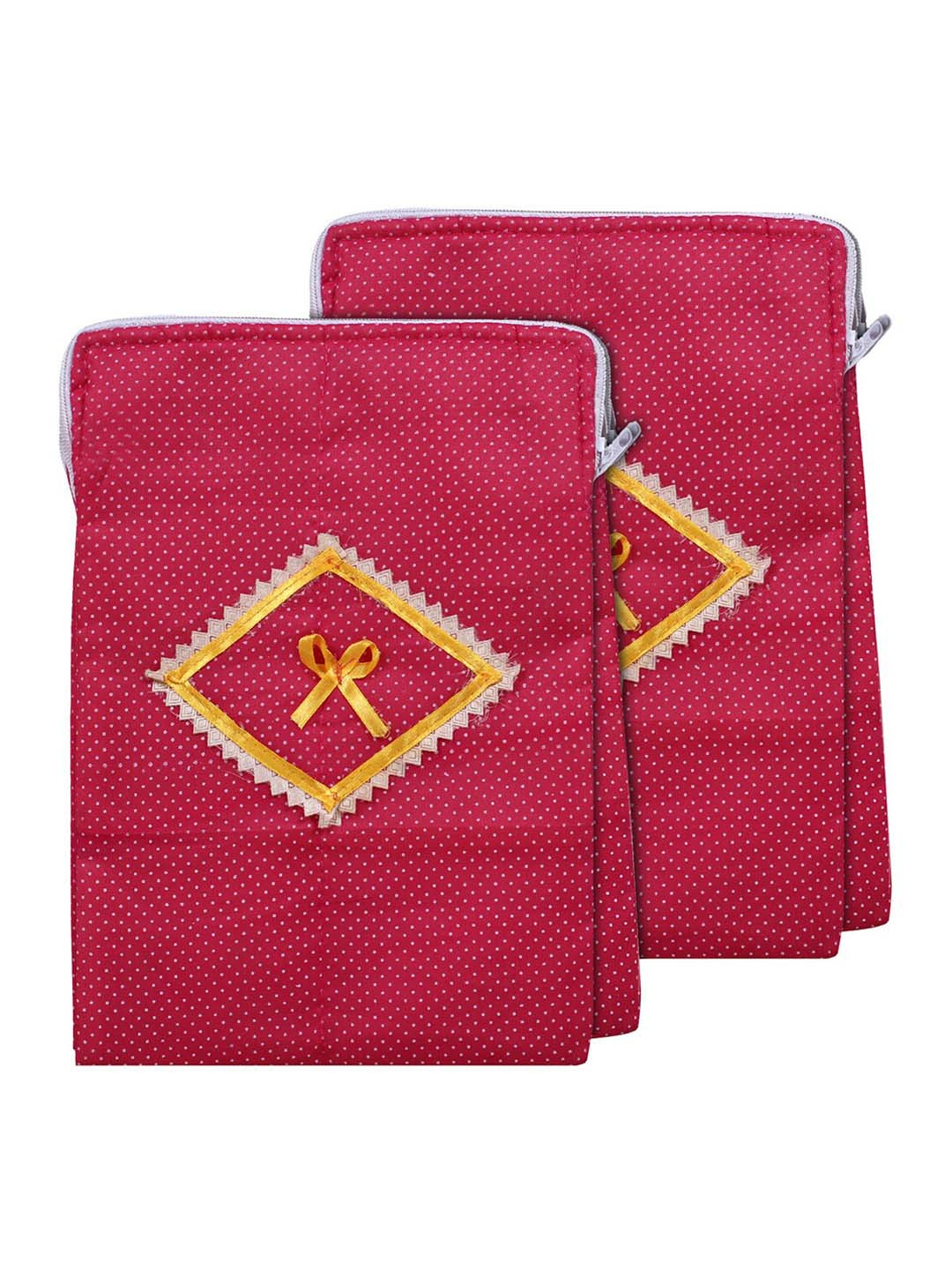 Kuber Industries Pink & White 2 Pieces Printed Cotton Drawer Organisers