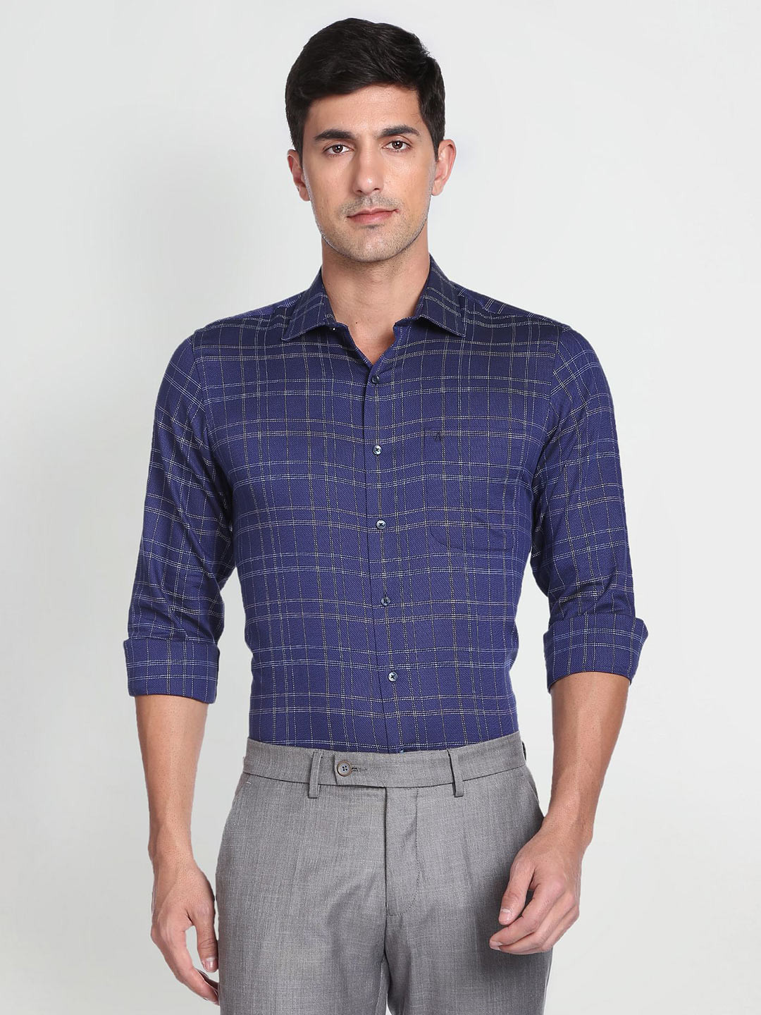 Arrow Grid Tattersall Checks Pure Cotton Casual Shirt
