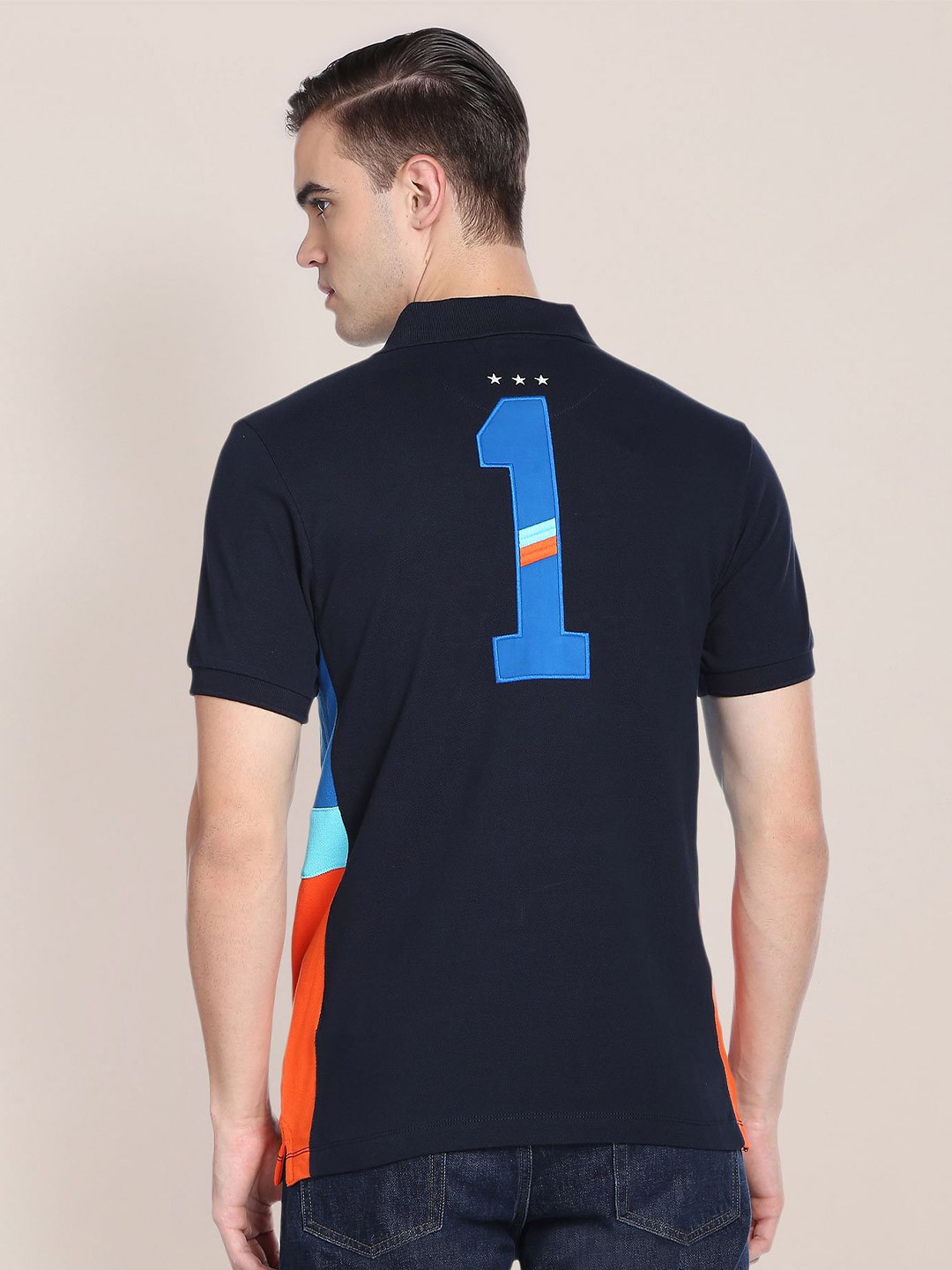 U.S. Polo Assn. Sunwashed Spring Collection Printed Polo Collar Pure Cotton T-shirt