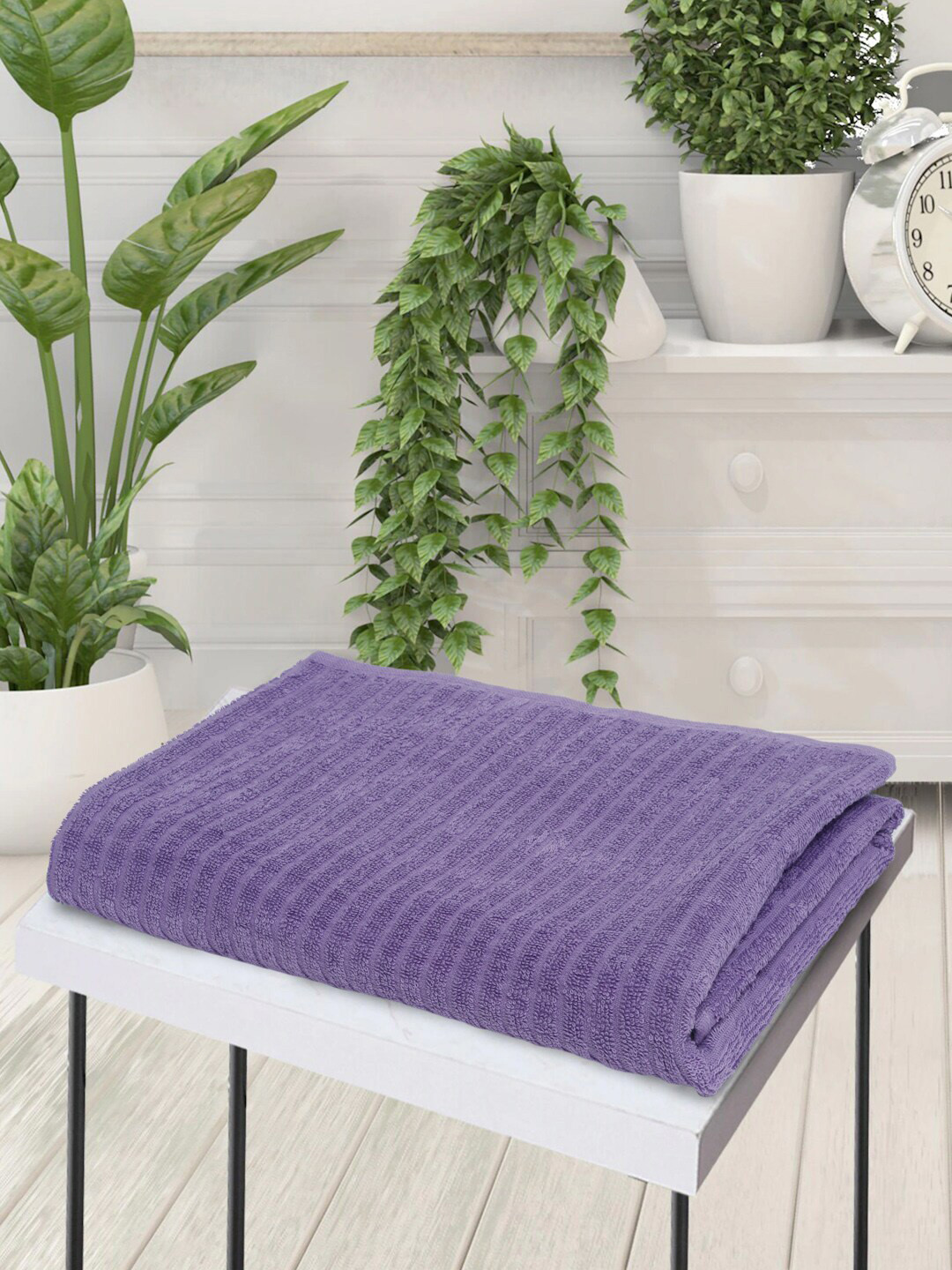 Creeva Purple Textured 400 GSM Pure Cotton Soft Hand Towel