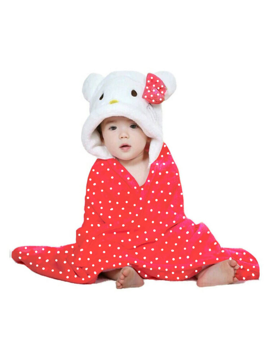 Bajo's Infants Red & White Polka Dot Lilo Stitch 350 GSM Bath Towel or Cloak