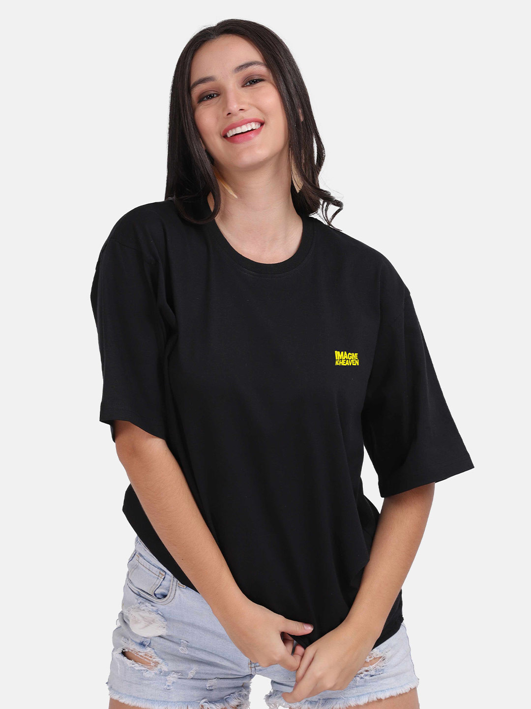 Mad Over Print Typography Printed Oversize Cotton T-shirt