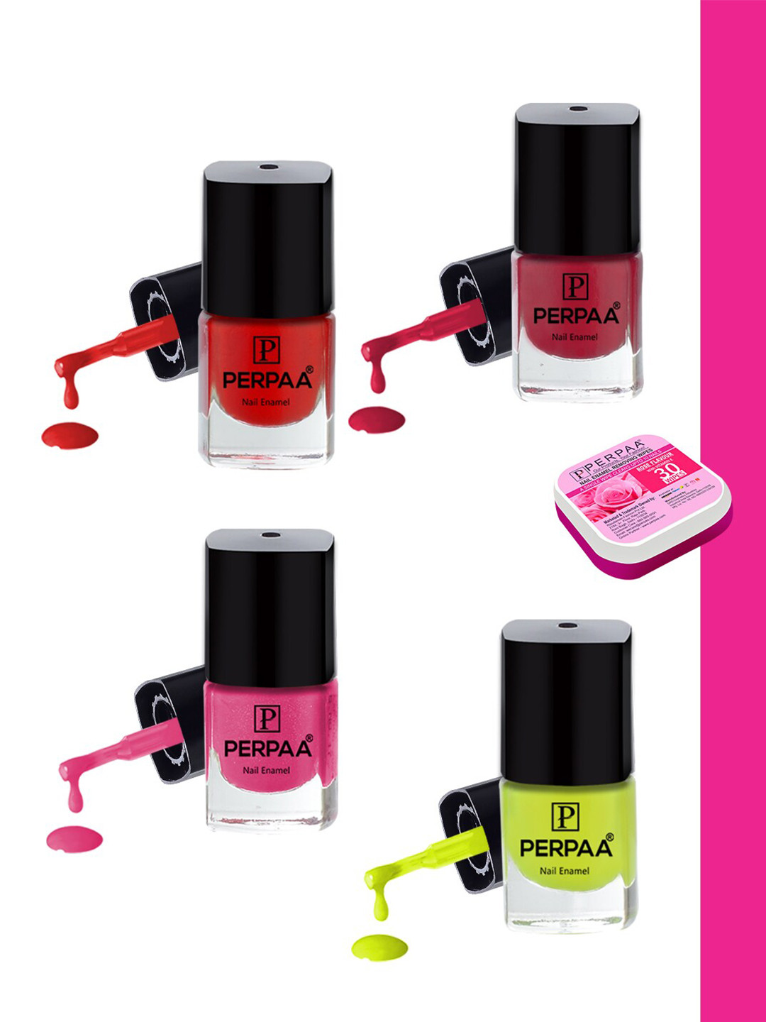 PERPAA Set Of 4 Trendy High-Shine Long-Lasting Non-Toxic Nail Polishes - 5ml Each