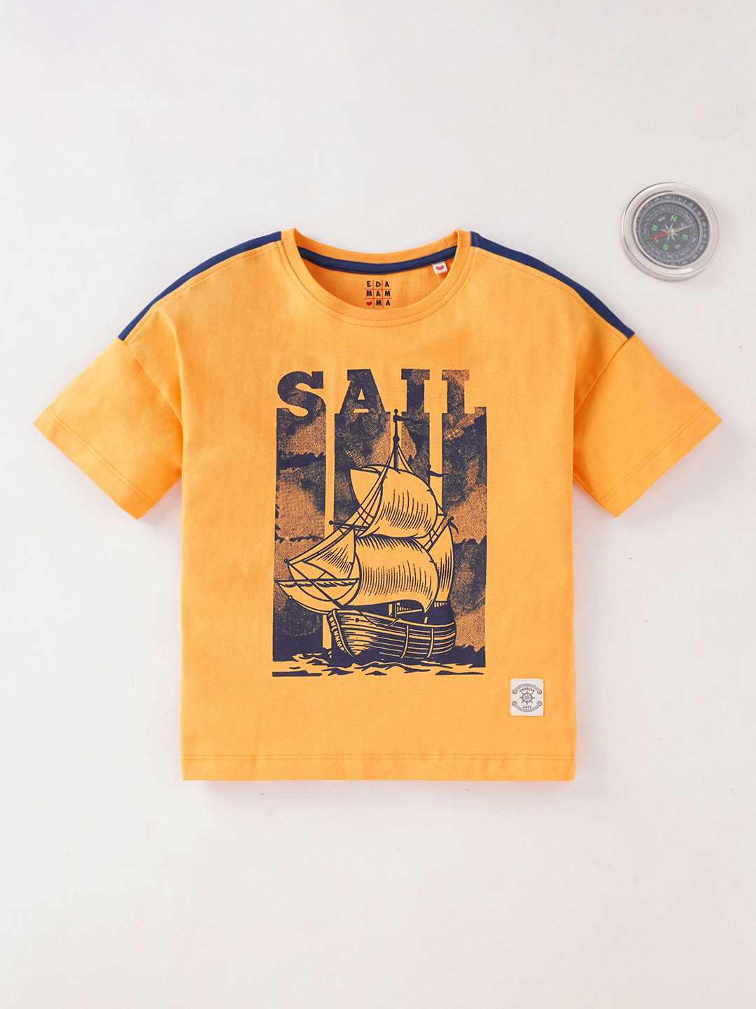 Ed-a-Mamma Boys Nautical Graphic Printed Cotton T-shirt