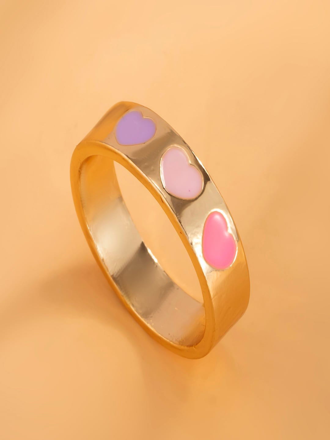 AQUASTREET Gold-Plated Heart-Charm Finger Ring