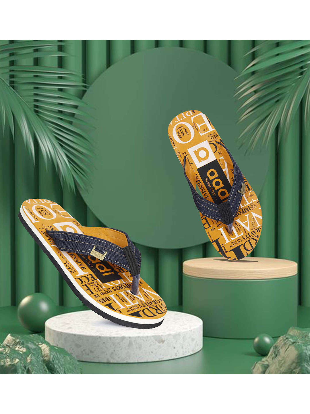 aadi Men Printed Rubber Thong Flip-Flops