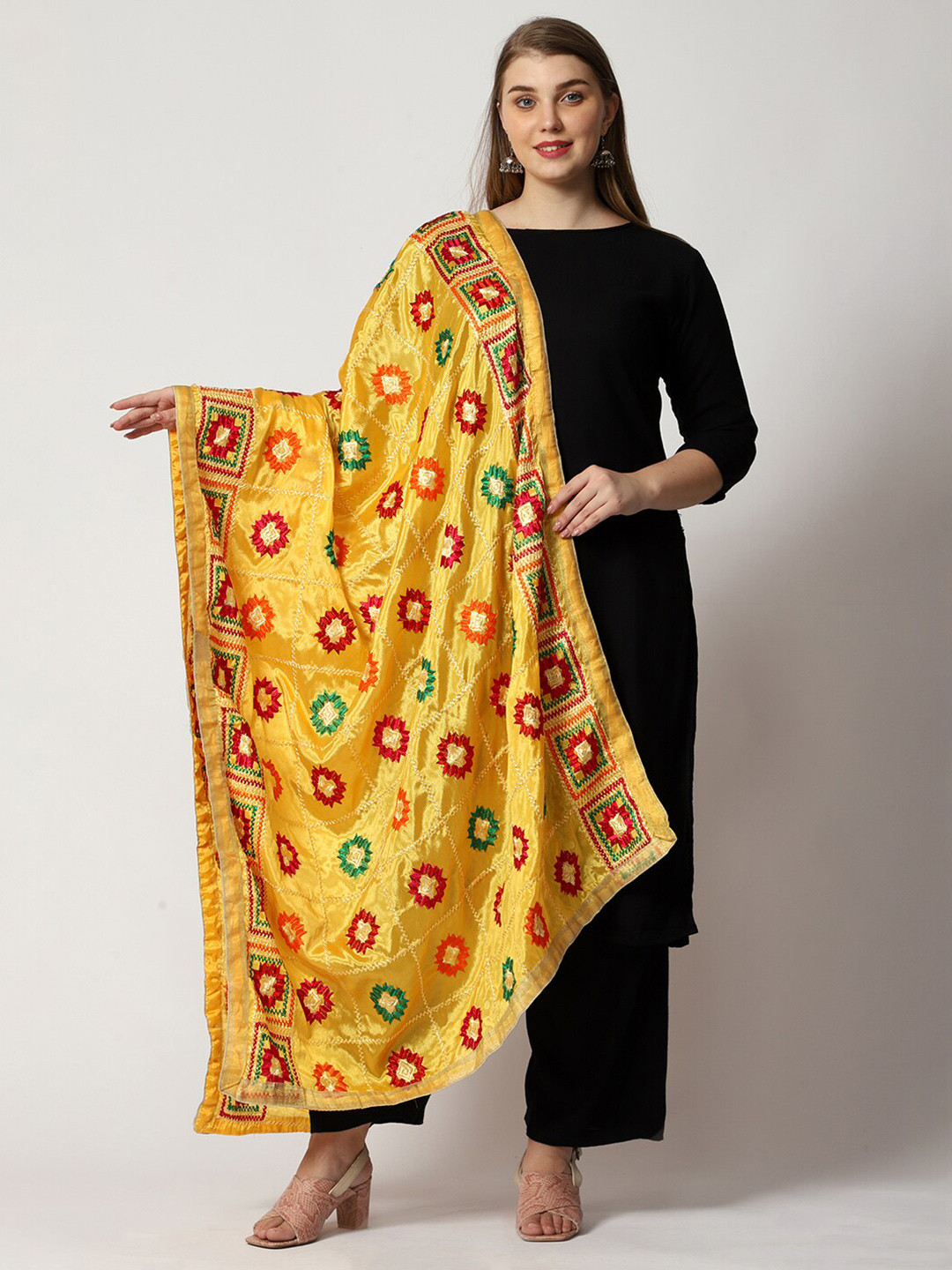 WEAVERS VILLA Embroidered Ethnic Motifs Thread Work Dupatta