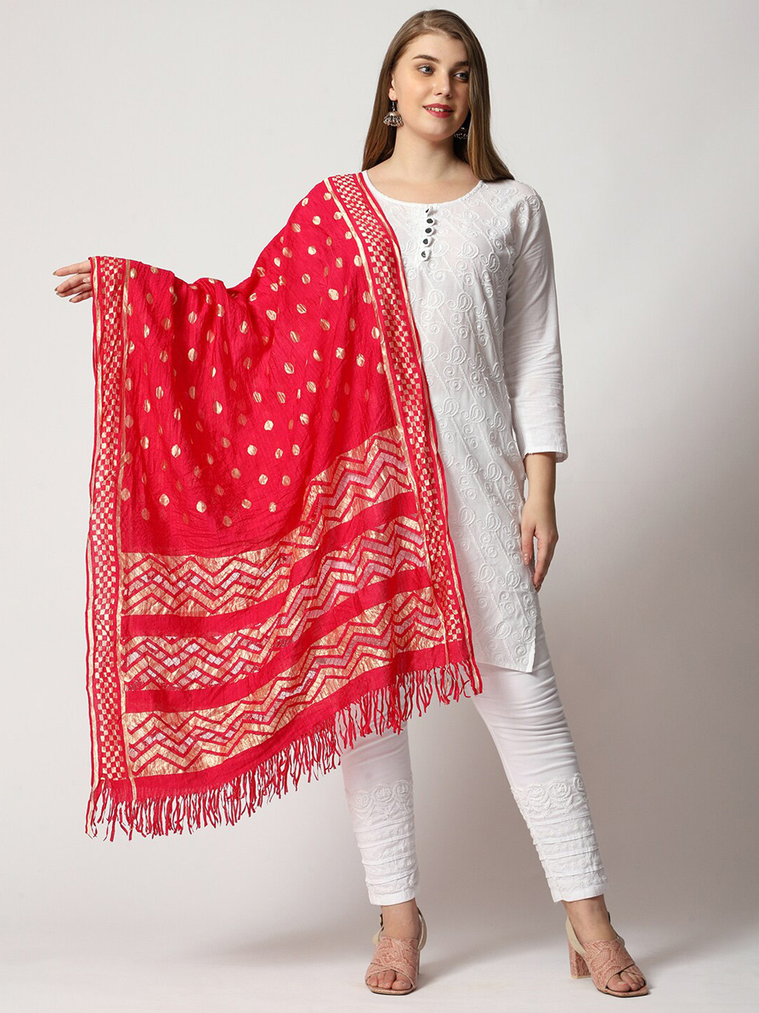 WEAVERS VILLA Ethnic Motifs Woven Design Cotton Silk Dupatta