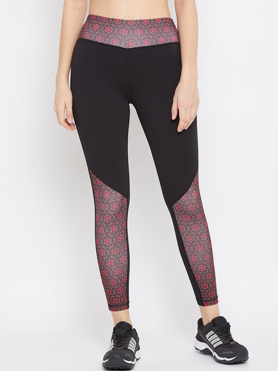 JUMP USA Women Printed Slim-Fit Ankle-Length Dry-Fit Gym Tights