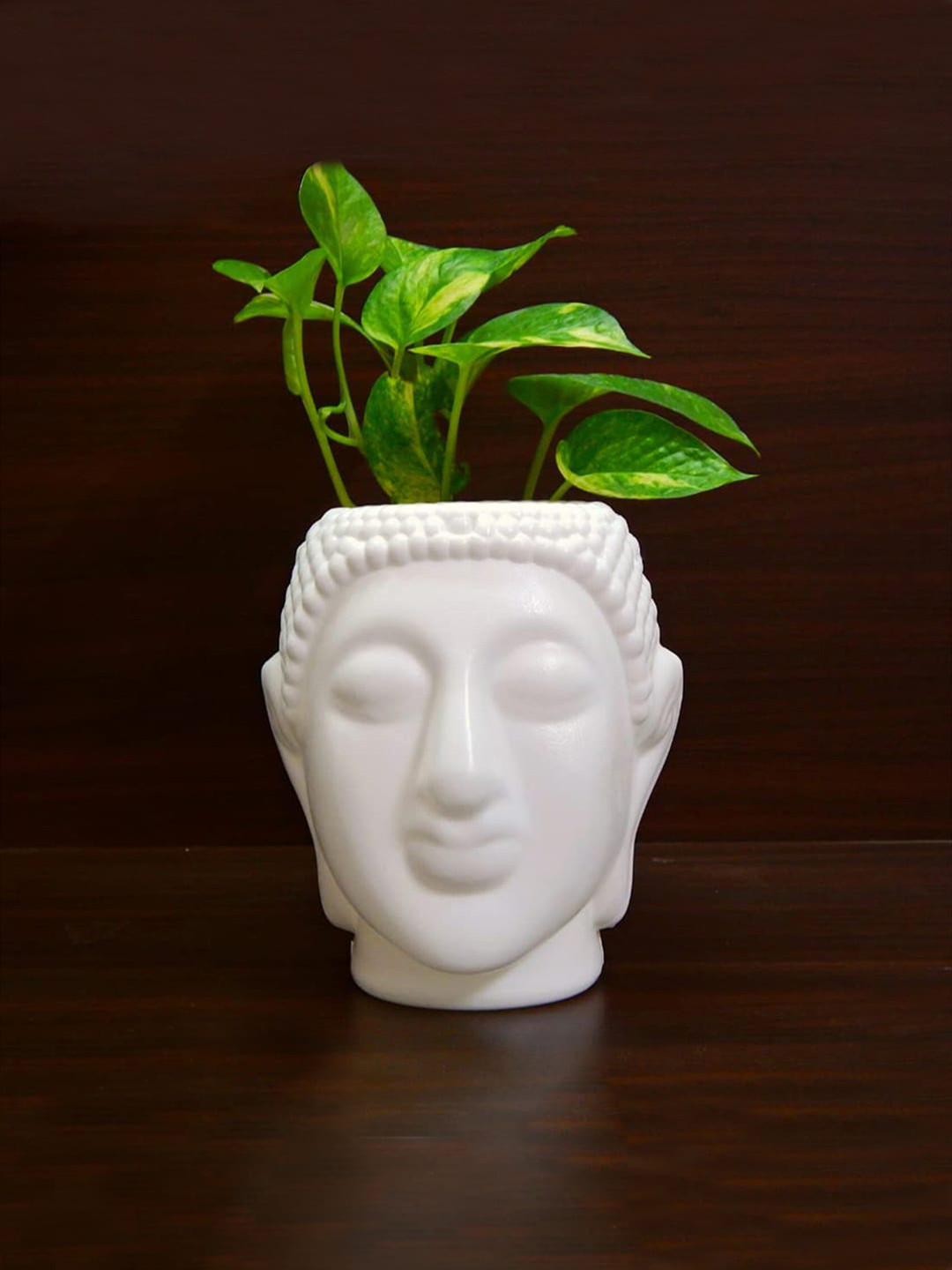 Kuber Industries White 3 Pcs Buddha Flower Planters
