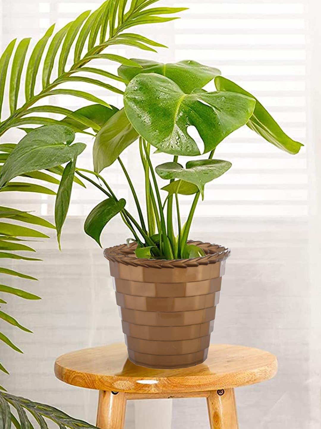 Kuber Industries Gold-Toned 5 Pcs Brick Flower Planters
