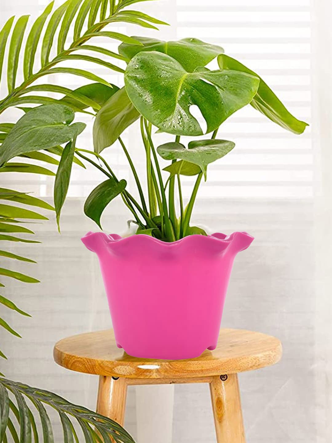 Kuber Industries White & Pink 2 Pcs Blossom Planters