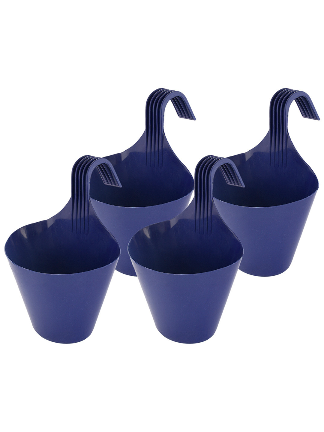 Kuber Industries Pack of 4 Navy Blue Solid Single Hook Planters