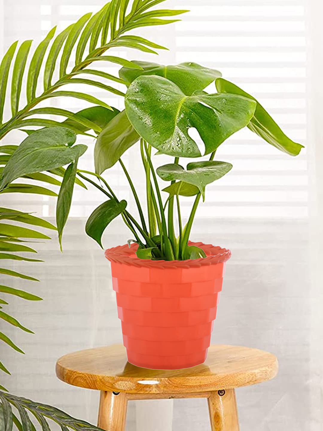 Kuber Industries Orange 4 Pcs Brick Flower Planters